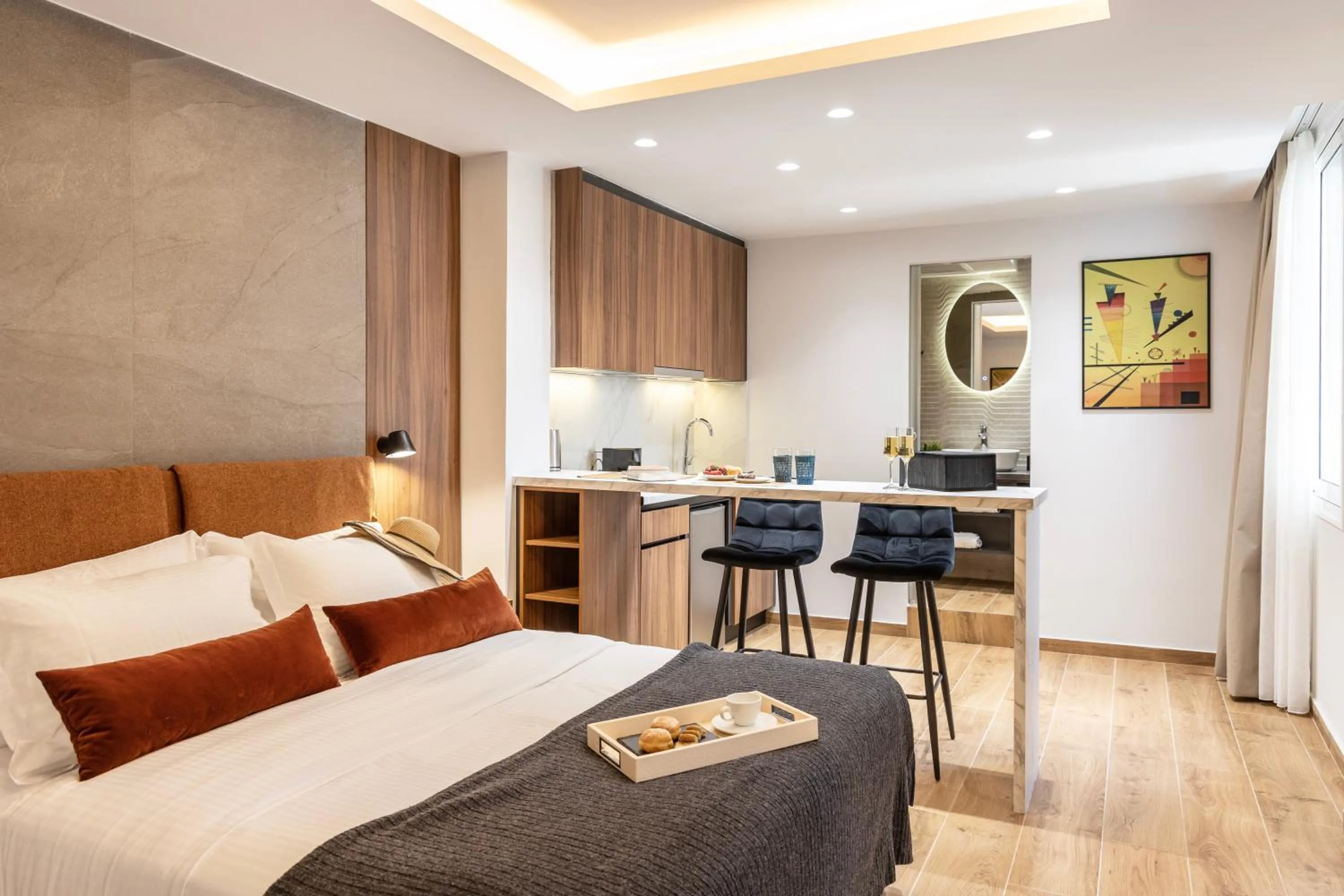 Bed in DOMIOS Suites Athens