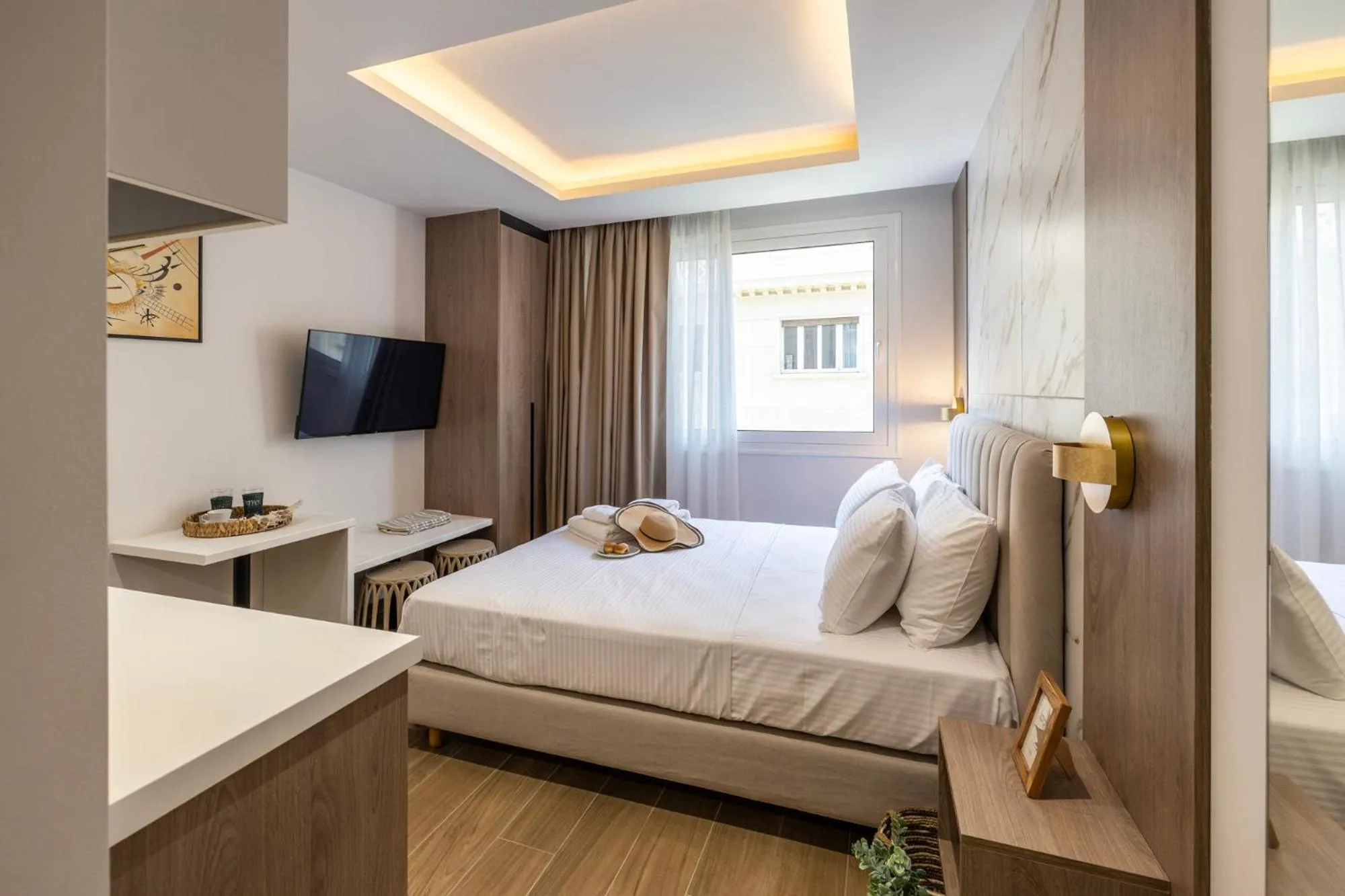 Bed in DOMIOS Suites Athens