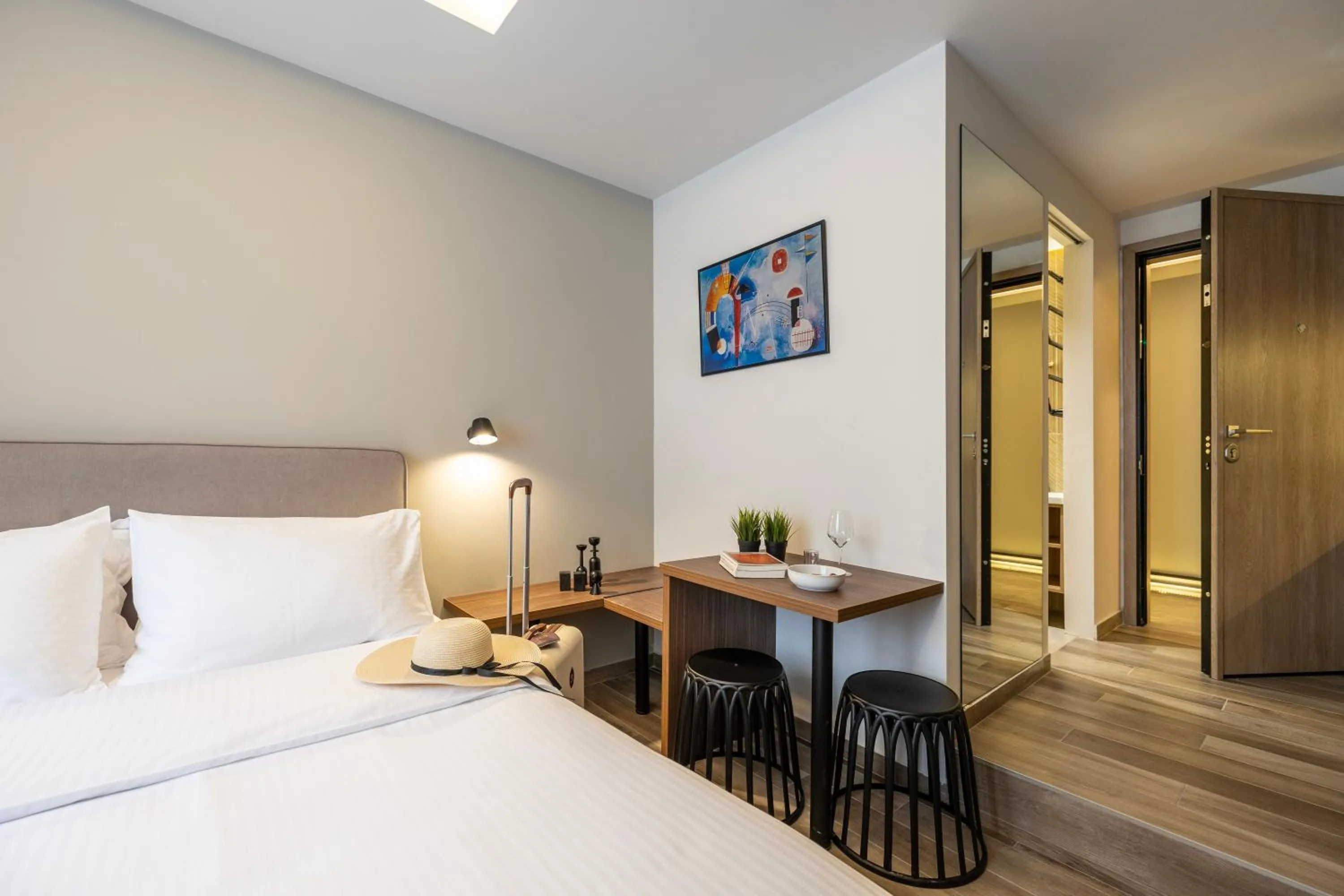 Bed in DOMIOS Suites Athens