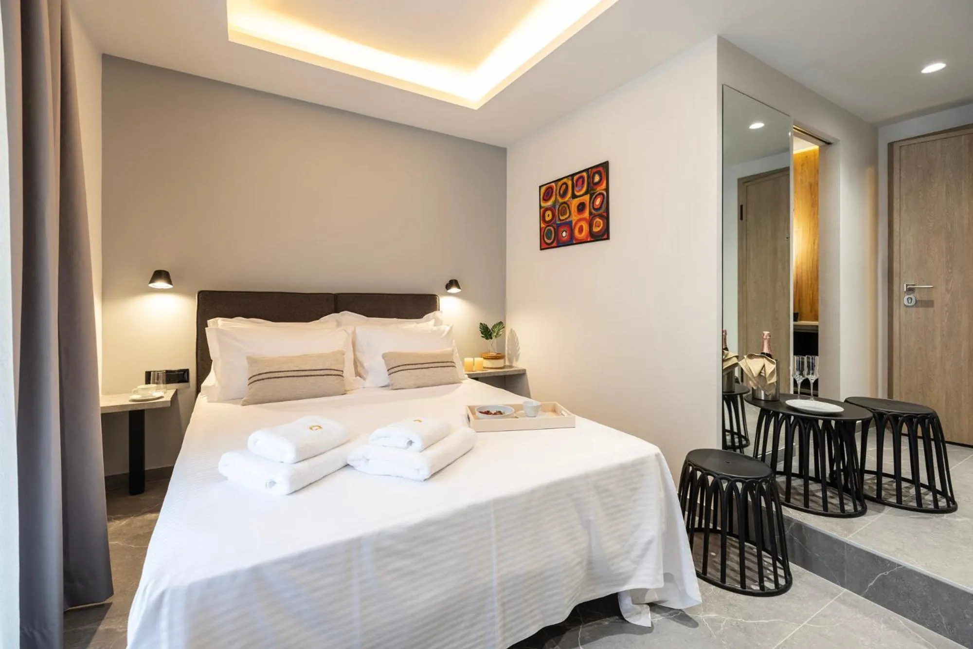 Bed in DOMIOS Suites Athens