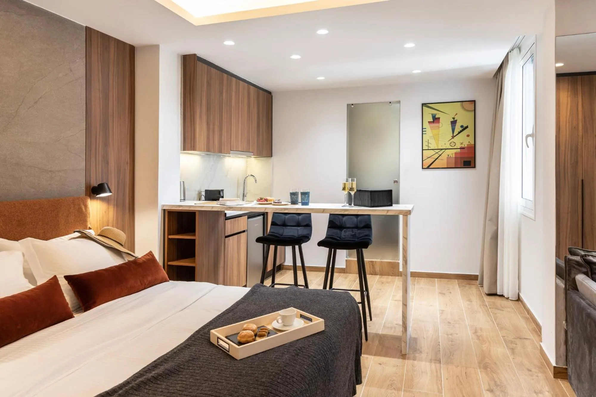 Bed in DOMIOS Suites Athens