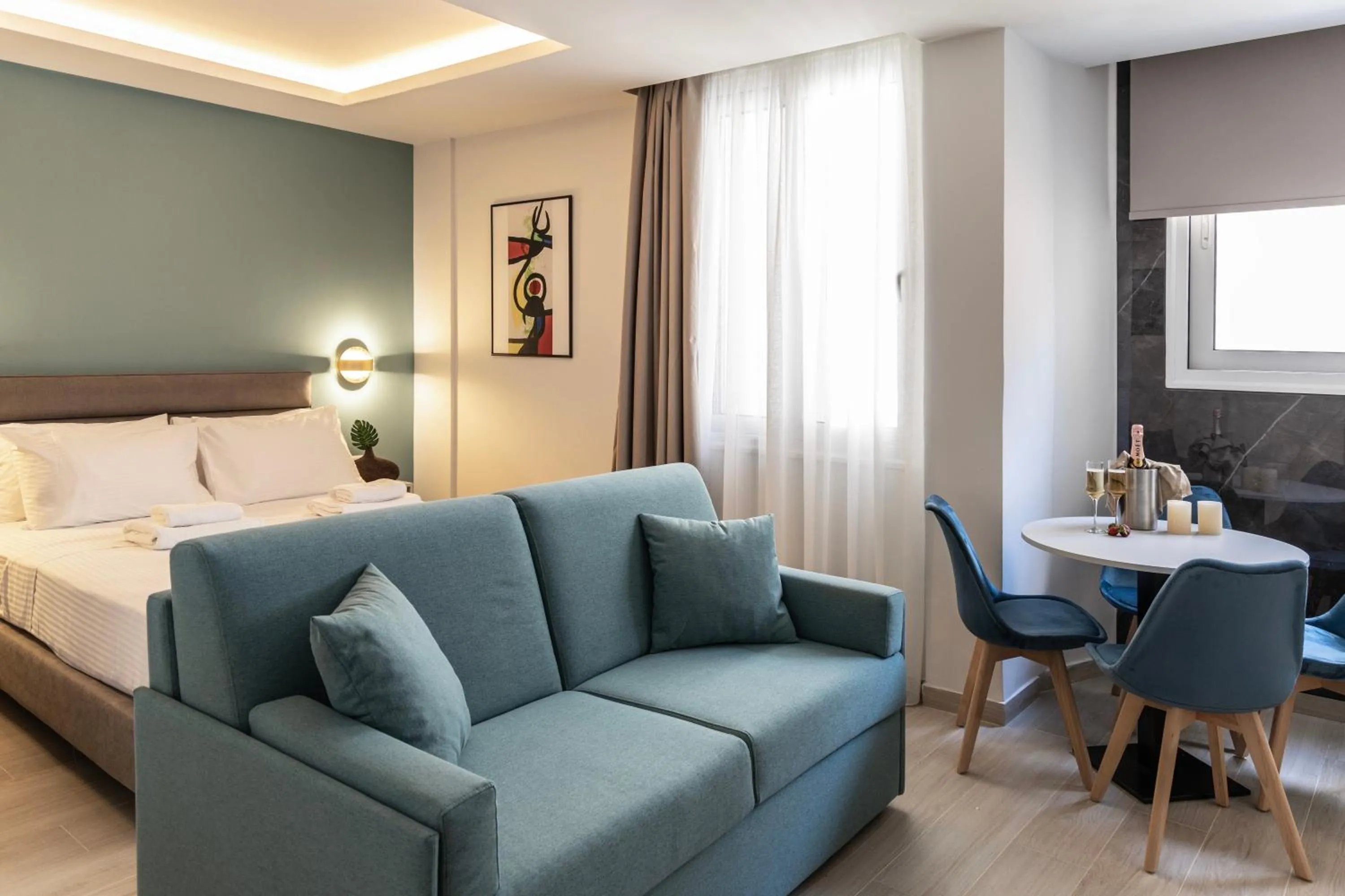 Bed in DOMIOS Suites Athens