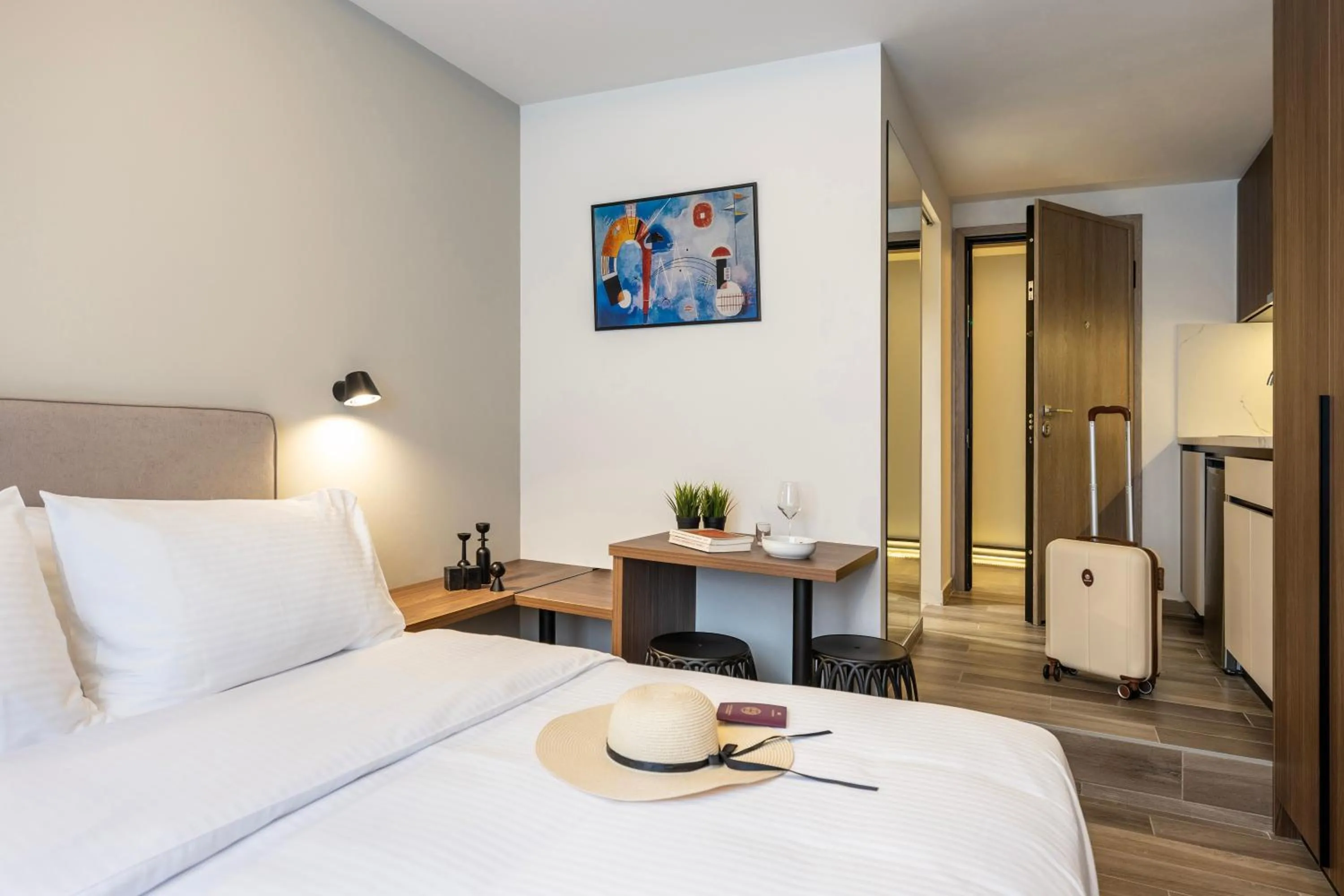 Bed in DOMIOS Suites Athens
