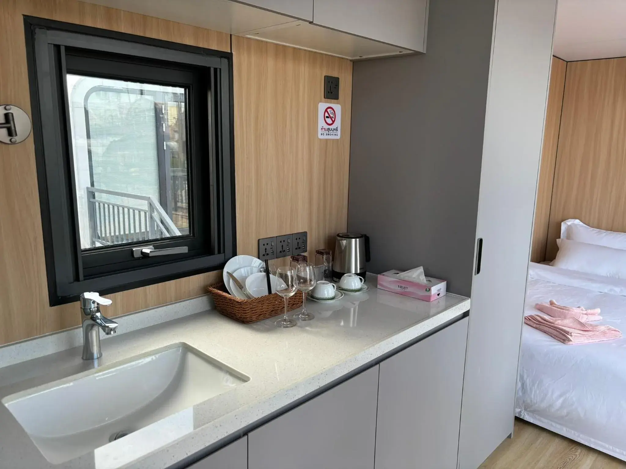 Kitchen or kitchenette, Bed in Space House Hotel Phuket Kitchen or kitchenette, Bed in Space House Hotel Phuket