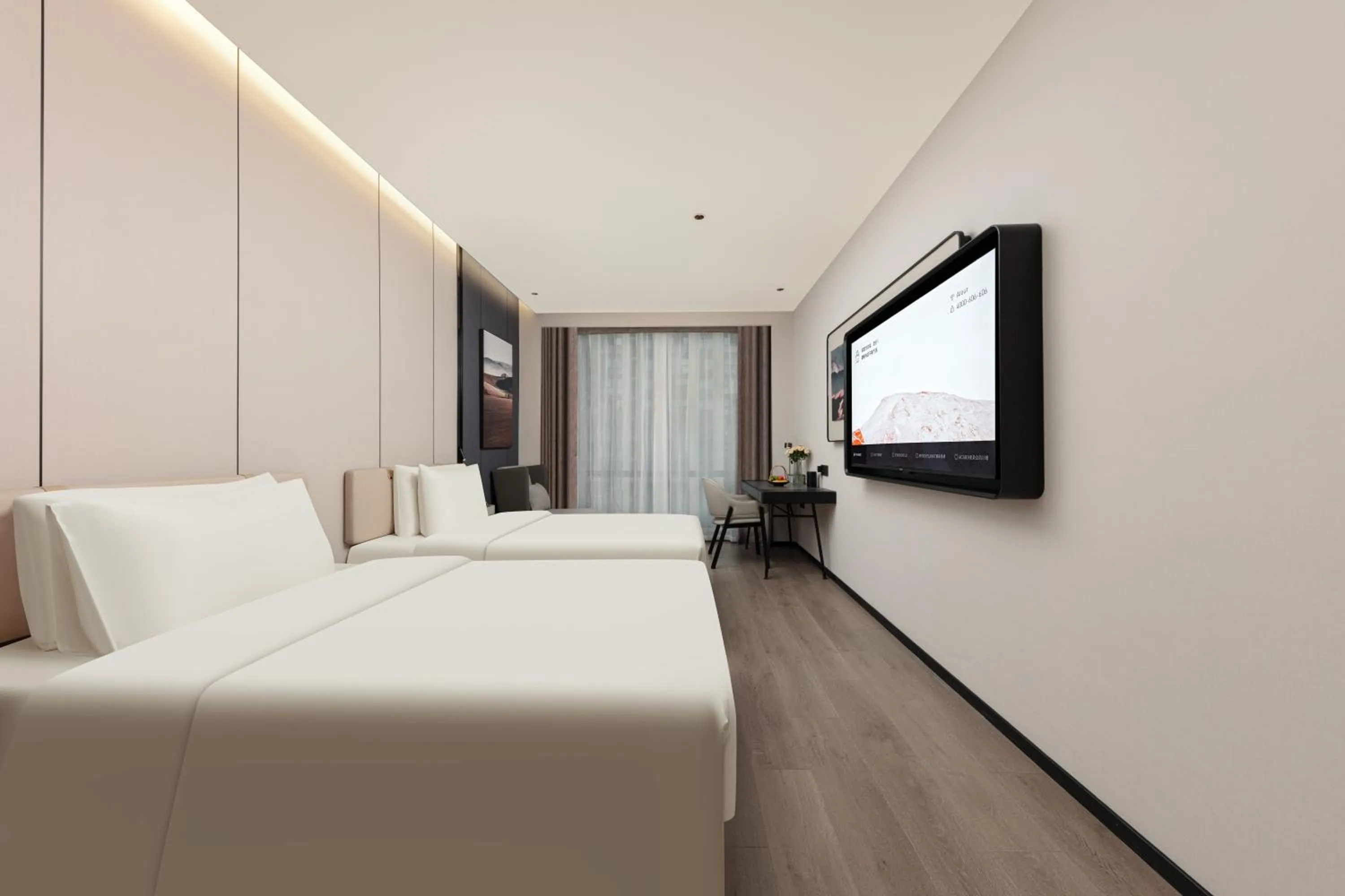 Bed in Atour Hotel Hangzhou Xiaoshan Kaiyuan Plaza