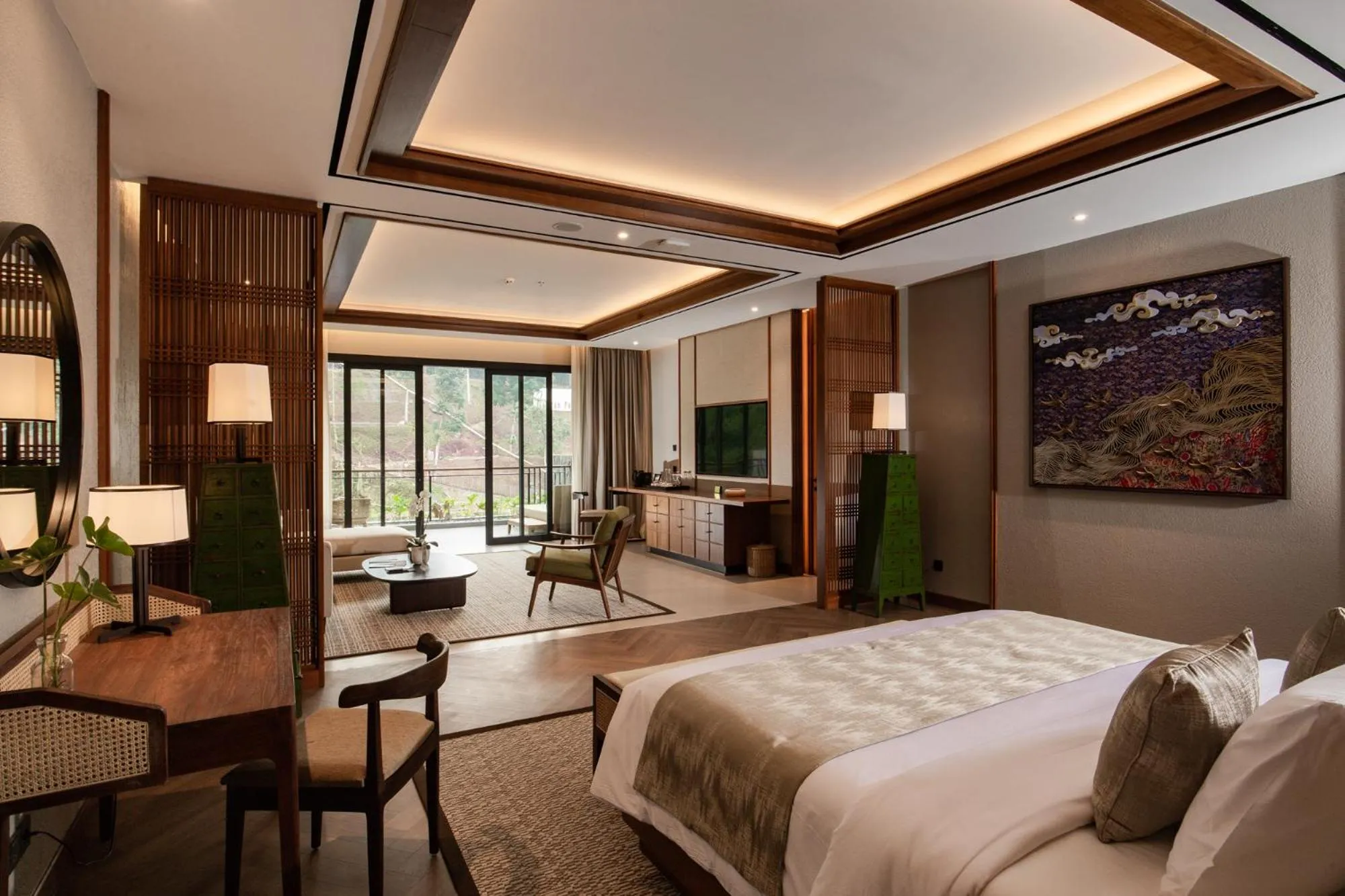 Bed in Plataran Puncak Suites