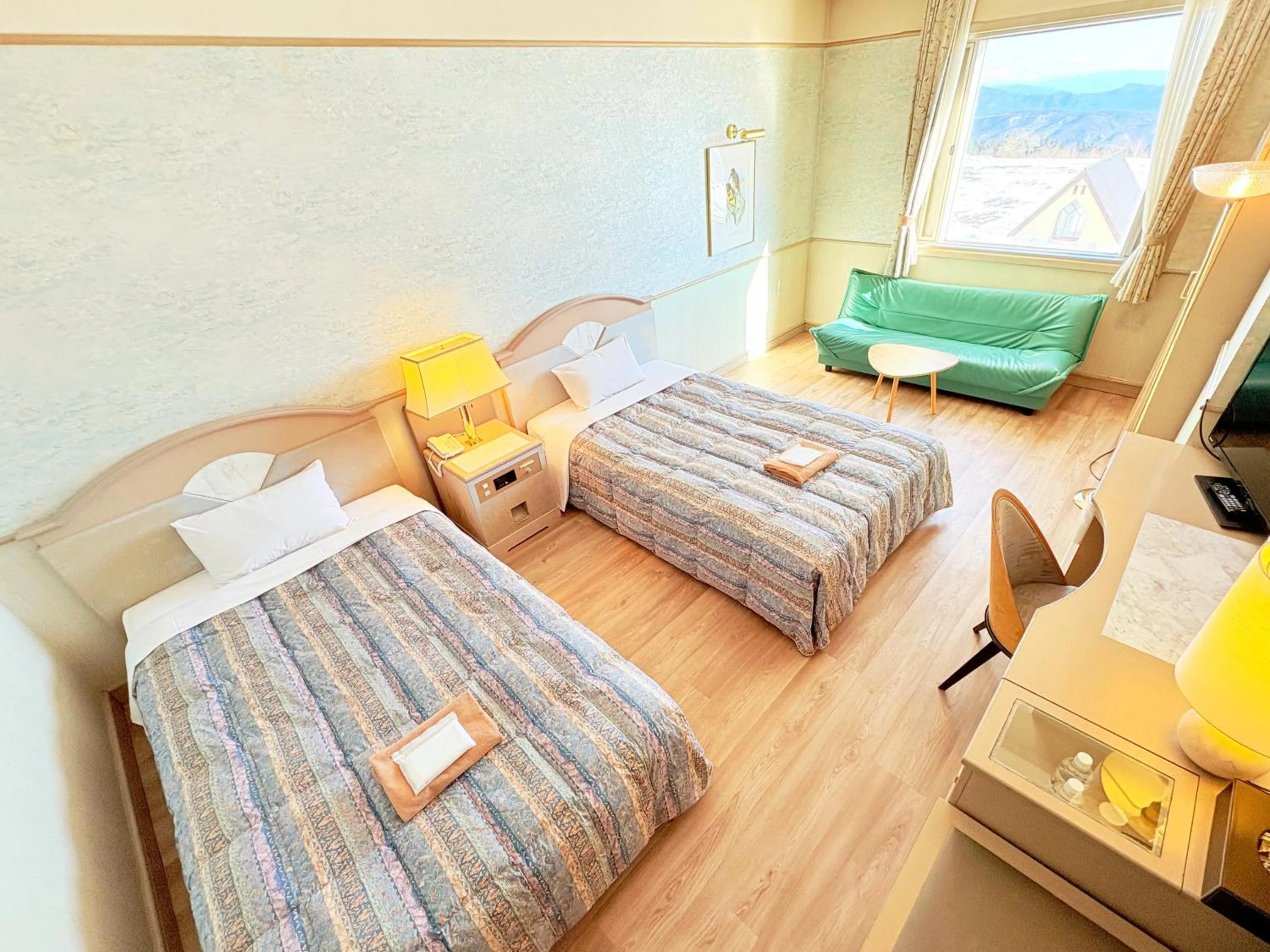 View (from property/room), Bed in Palcall Tsumagoi Resort Ski & Hotel