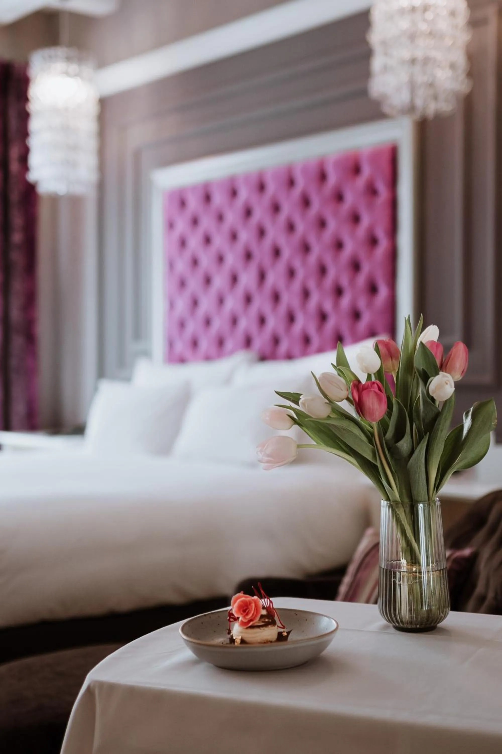 Decorative detail, Bed in Aria Hotel Budapest by Library Hotel Collection
