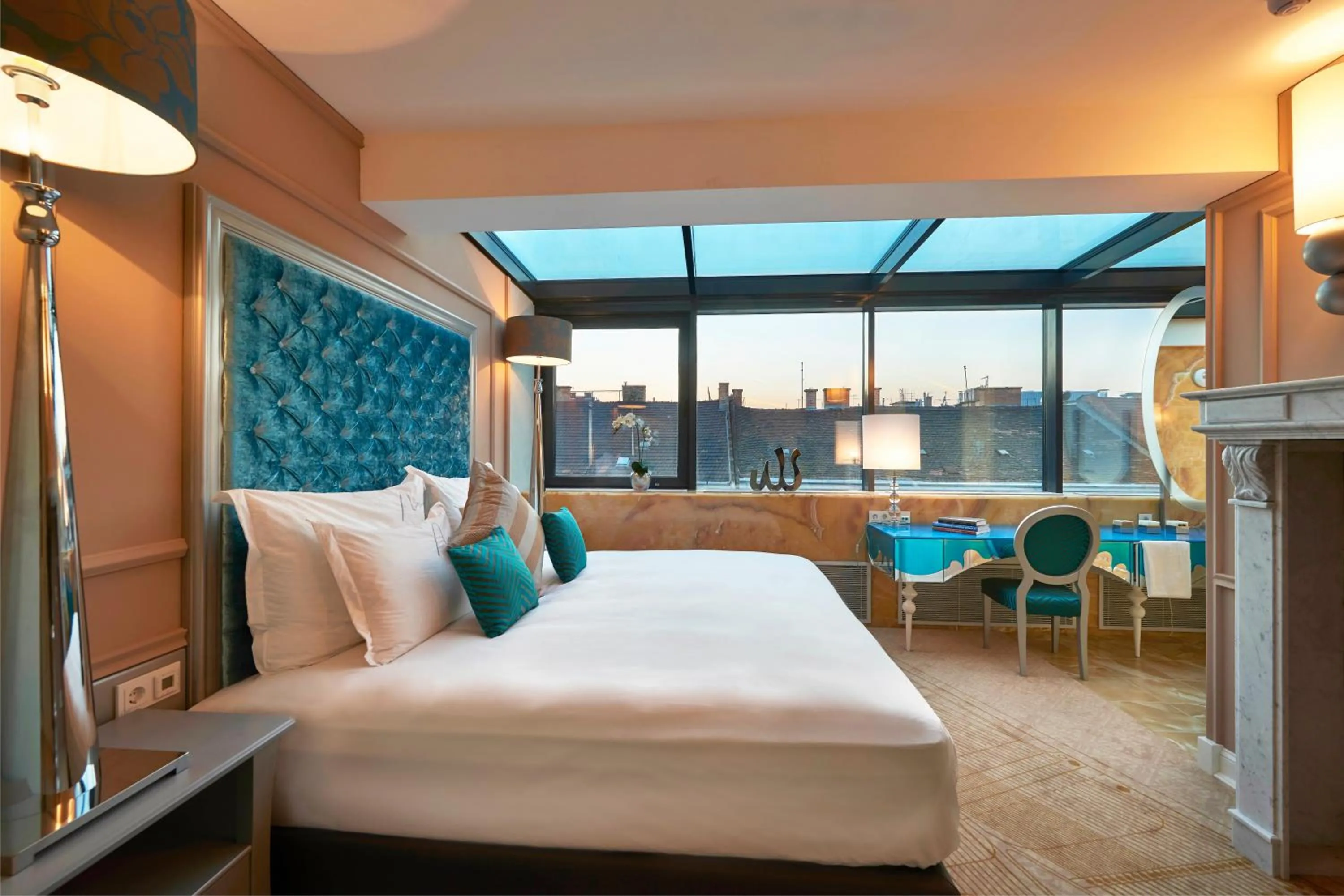 View (from property/room), Bed in Aria Hotel Budapest by Library Hotel Collection
