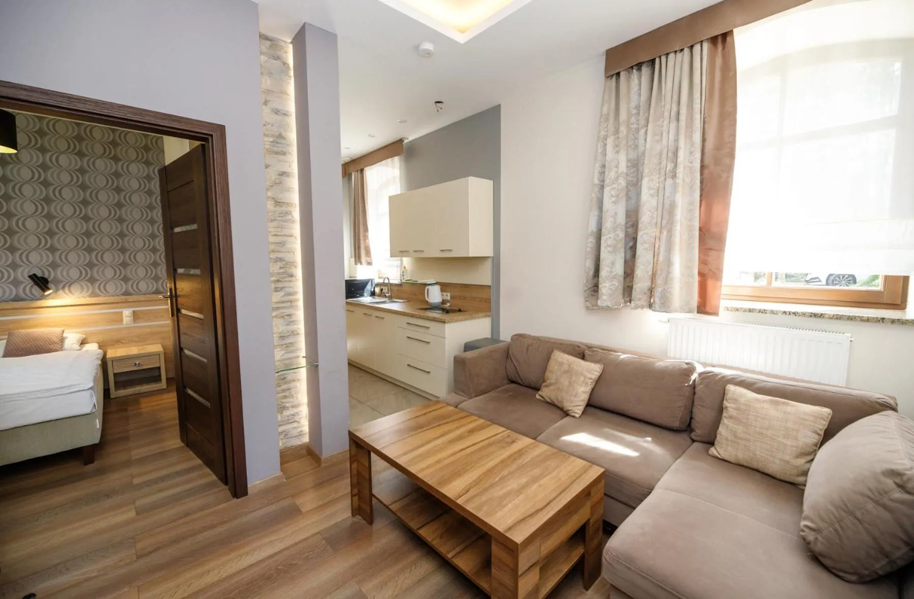 Kitchen or kitchenette, Bed in Apartamenty Silva Szklarska Poręba