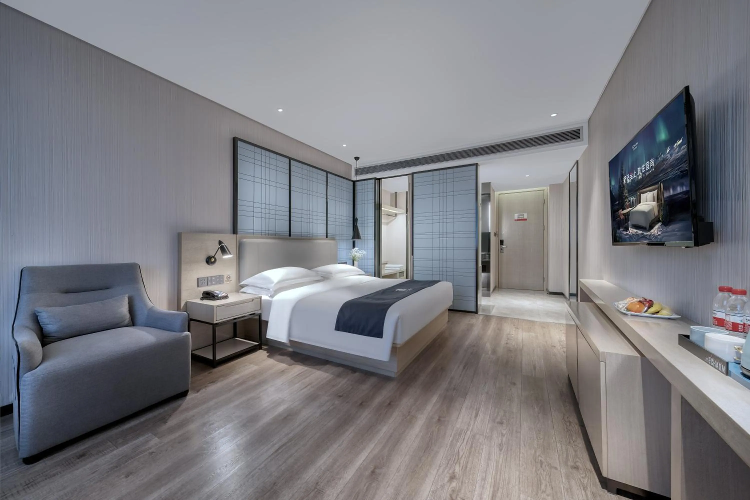 Bed in Echarm International Hotel Pazhou Convention and Exhibition Center Nanzhou Metro Station Branch - Free Shuttle Bus to Canton Fair Complex During Canton Fair Period
