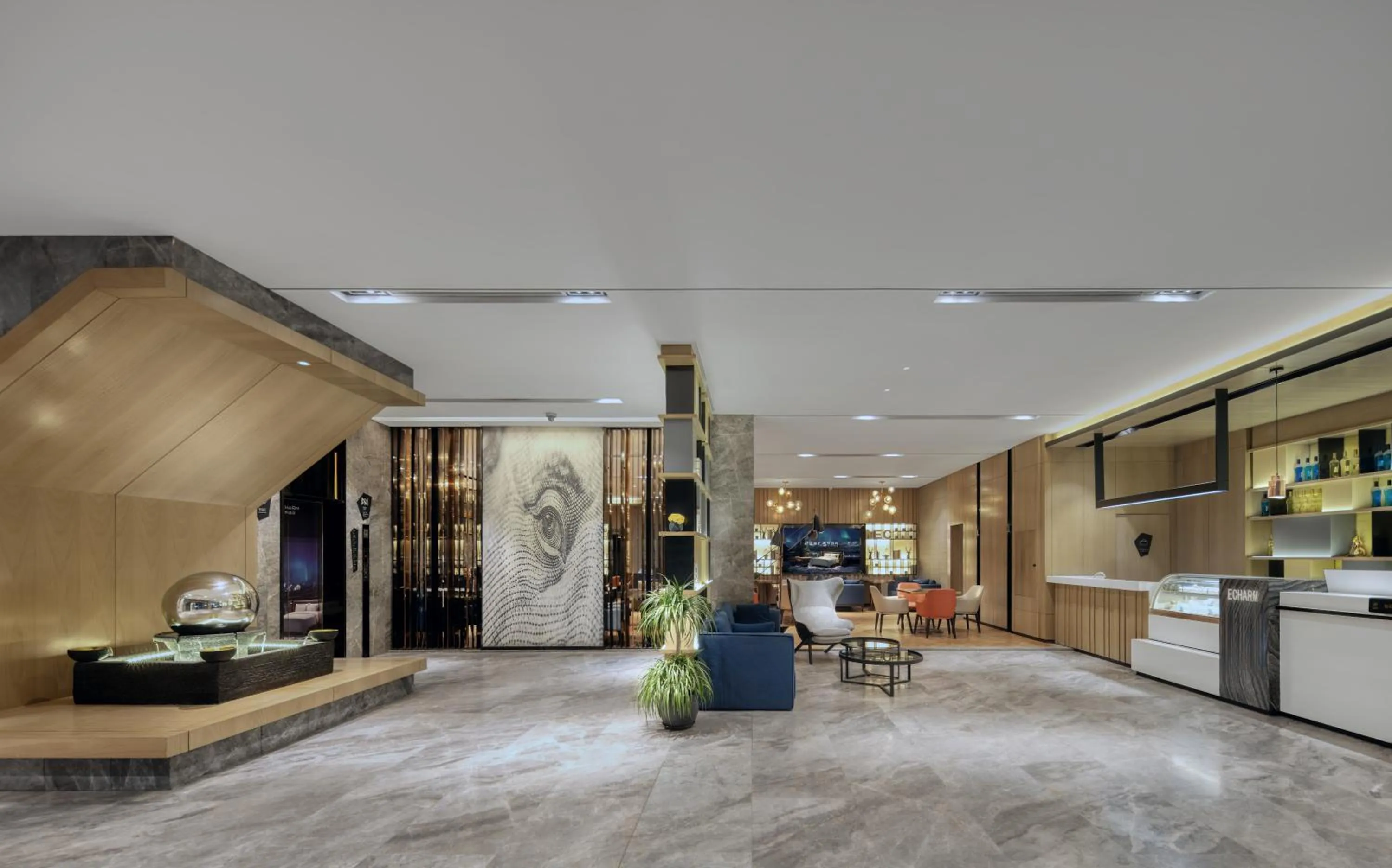 Lobby or reception in Echarm International Hotel Pazhou Convention and Exhibition Center Nanzhou Metro Station Branch - Free Shuttle Bus to Canton Fair Complex During Canton Fair Period
