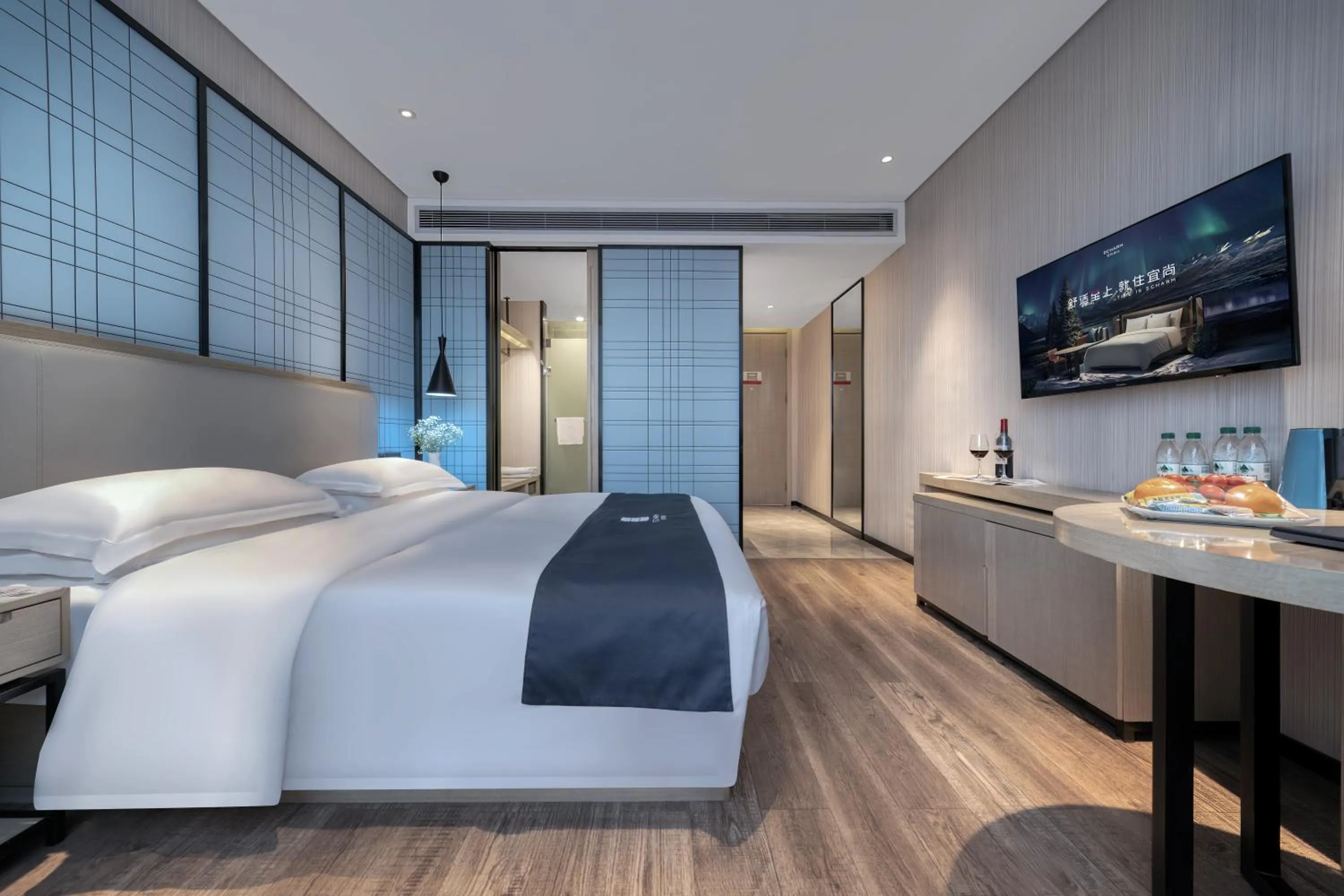 Bed in Echarm International Hotel Pazhou Convention and Exhibition Center Nanzhou Metro Station Branch - Free Shuttle Bus to Canton Fair Complex During Canton Fair Period