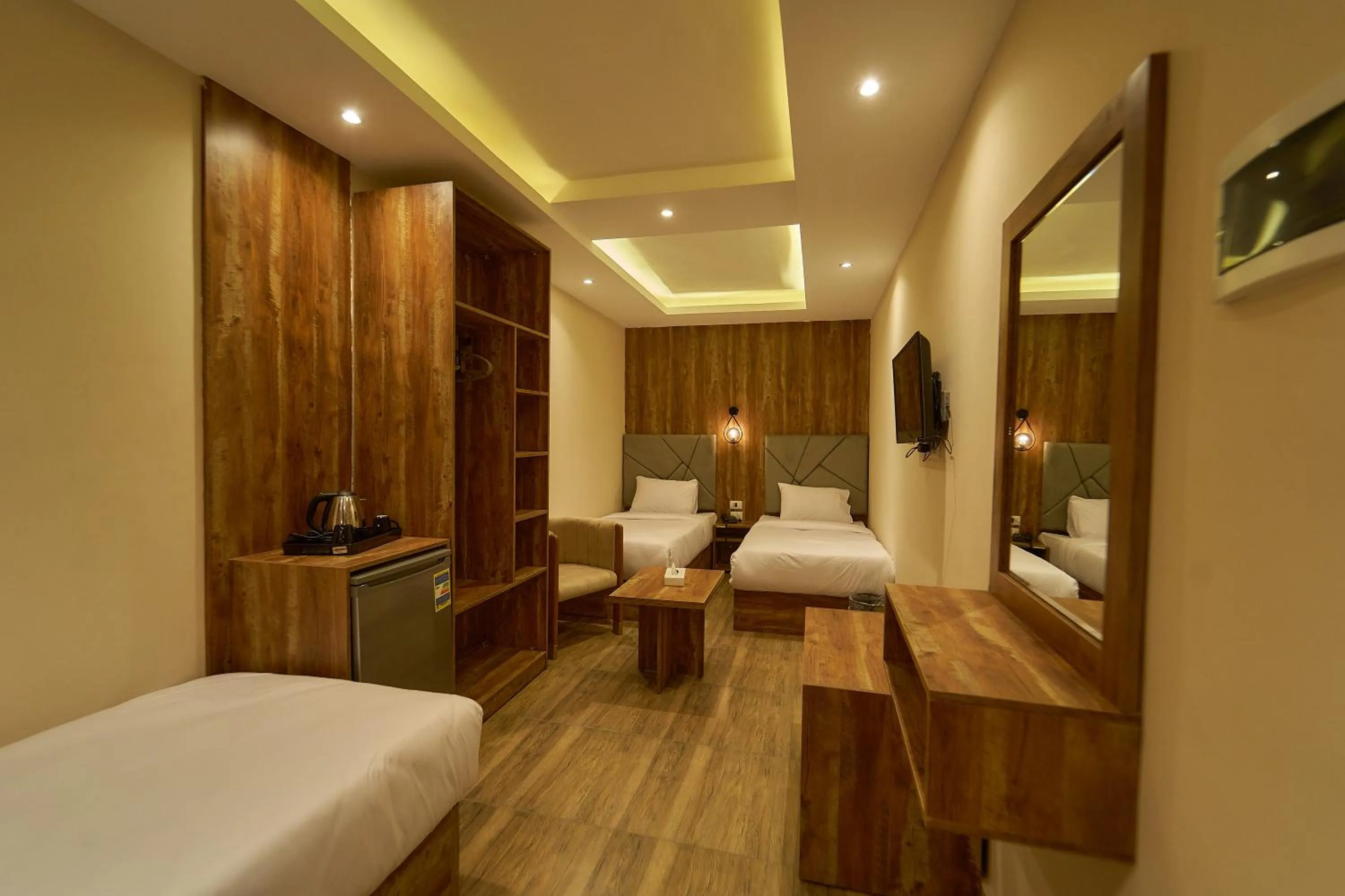 Bed in Crown Pyramids View Hotel