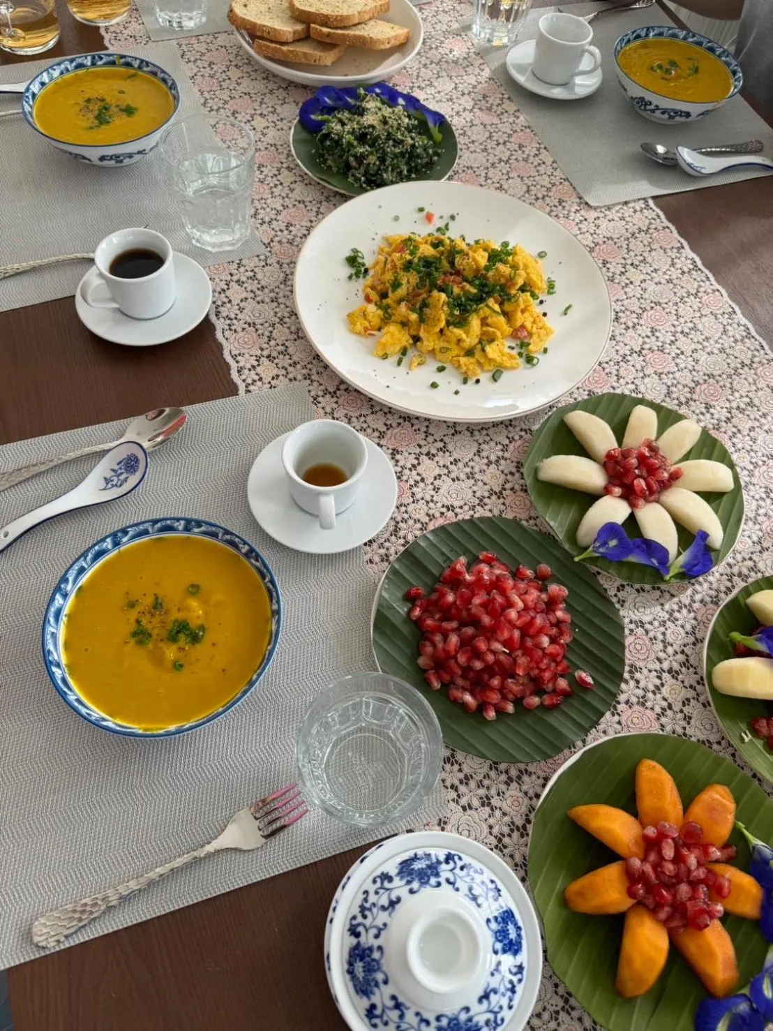 Breakfast in Garden House Rice Field and Mountain View