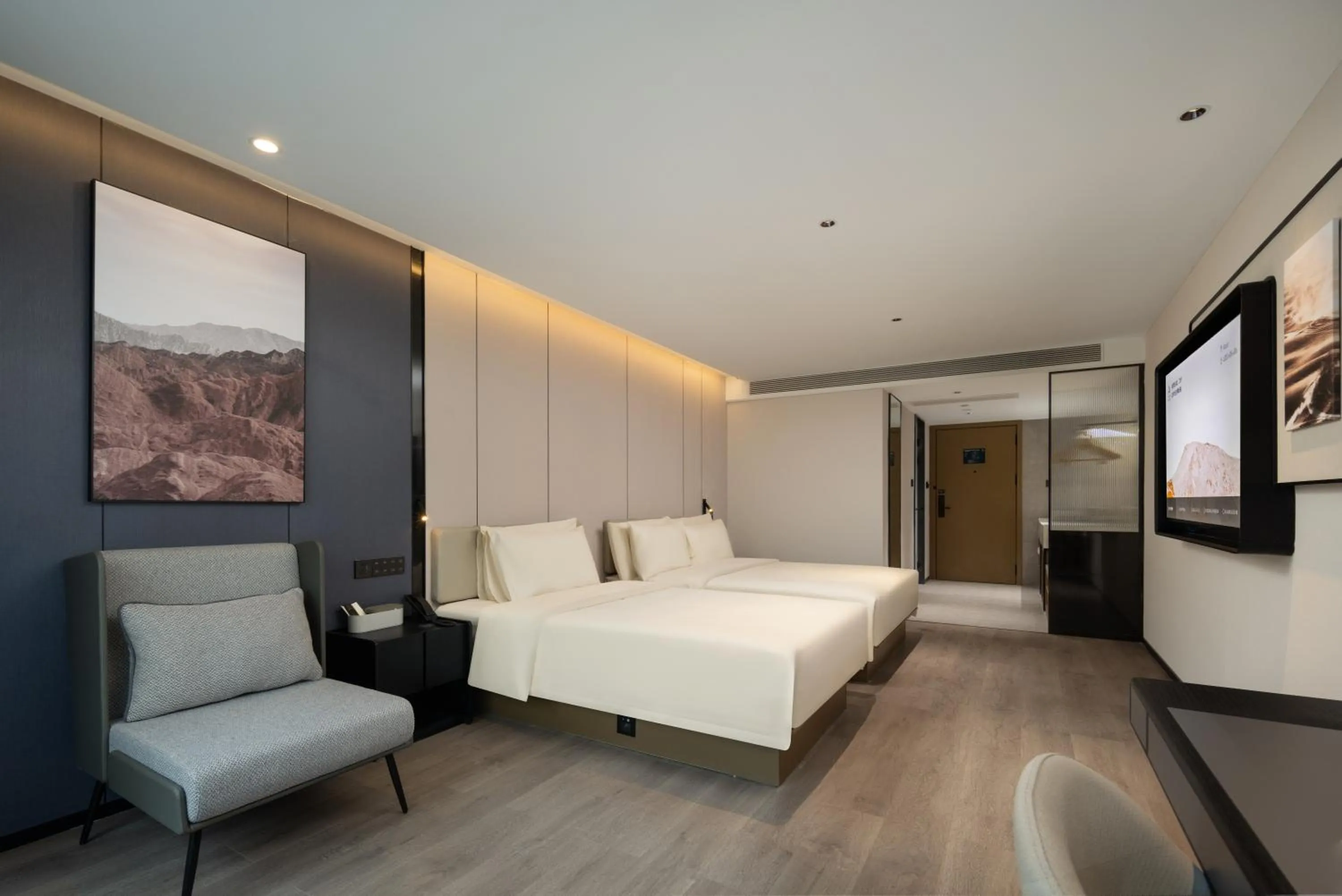 Bed in Atour Hotel Hangzhou Hubin Pinghai Road