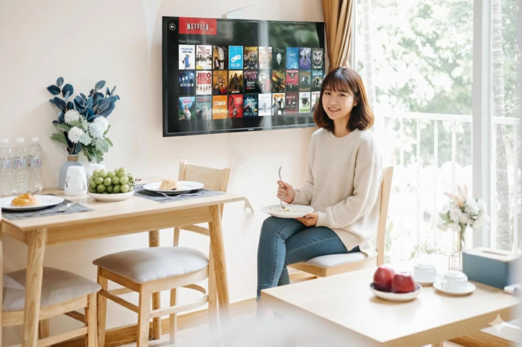 Dining area in Label6 Studio West Lake