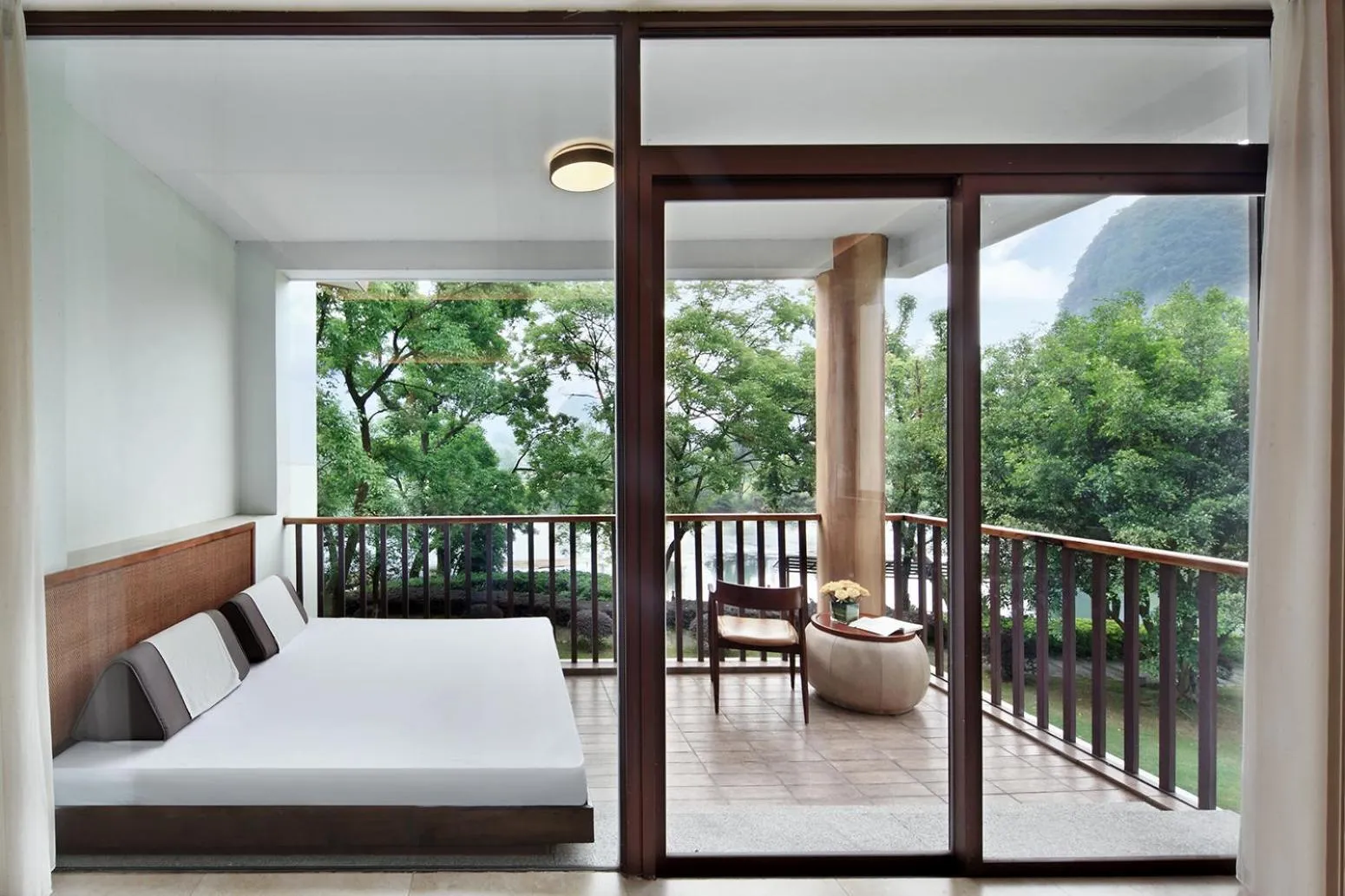 View (from property/room), Bed in Yangshuo Riverside Resorts Hotel