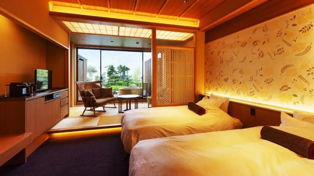 Bed in Shiratamano Yu Senkei Bed in Shiratamano Yu Senkei