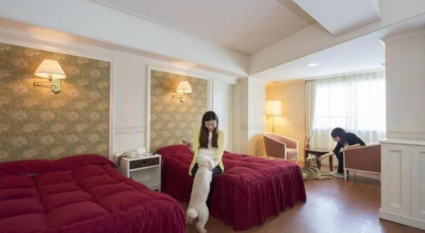 Bed in Izumigo Toba Dog Paradise Hotel