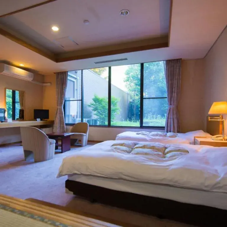 Bed in Yufuin Onsen Yufuin Nanairo no Kaze Bed in Yufuin Onsen Yufuin Nanairo no Kaze