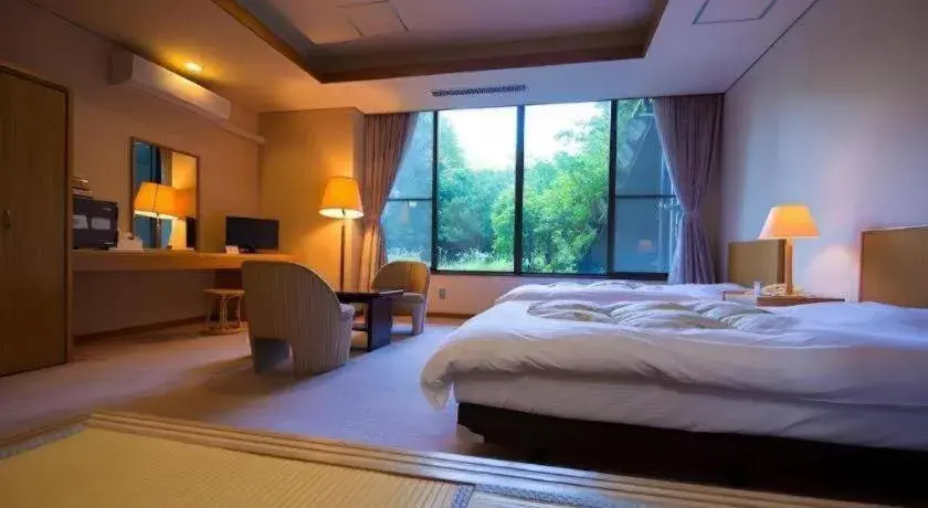 Bed in Yufuin Onsen Yufuin Nanairo no Kaze Bed in Yufuin Onsen Yufuin Nanairo no Kaze