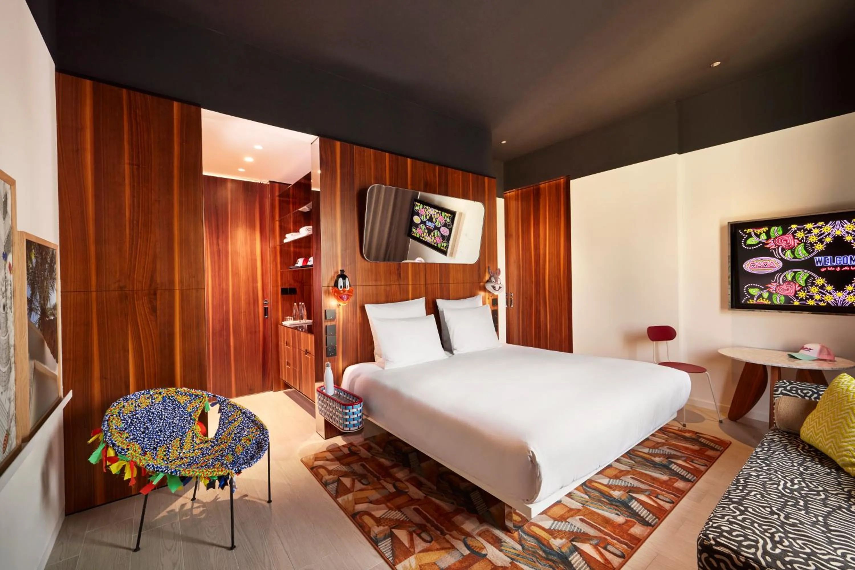 Bed in Mama Shelter Dubai