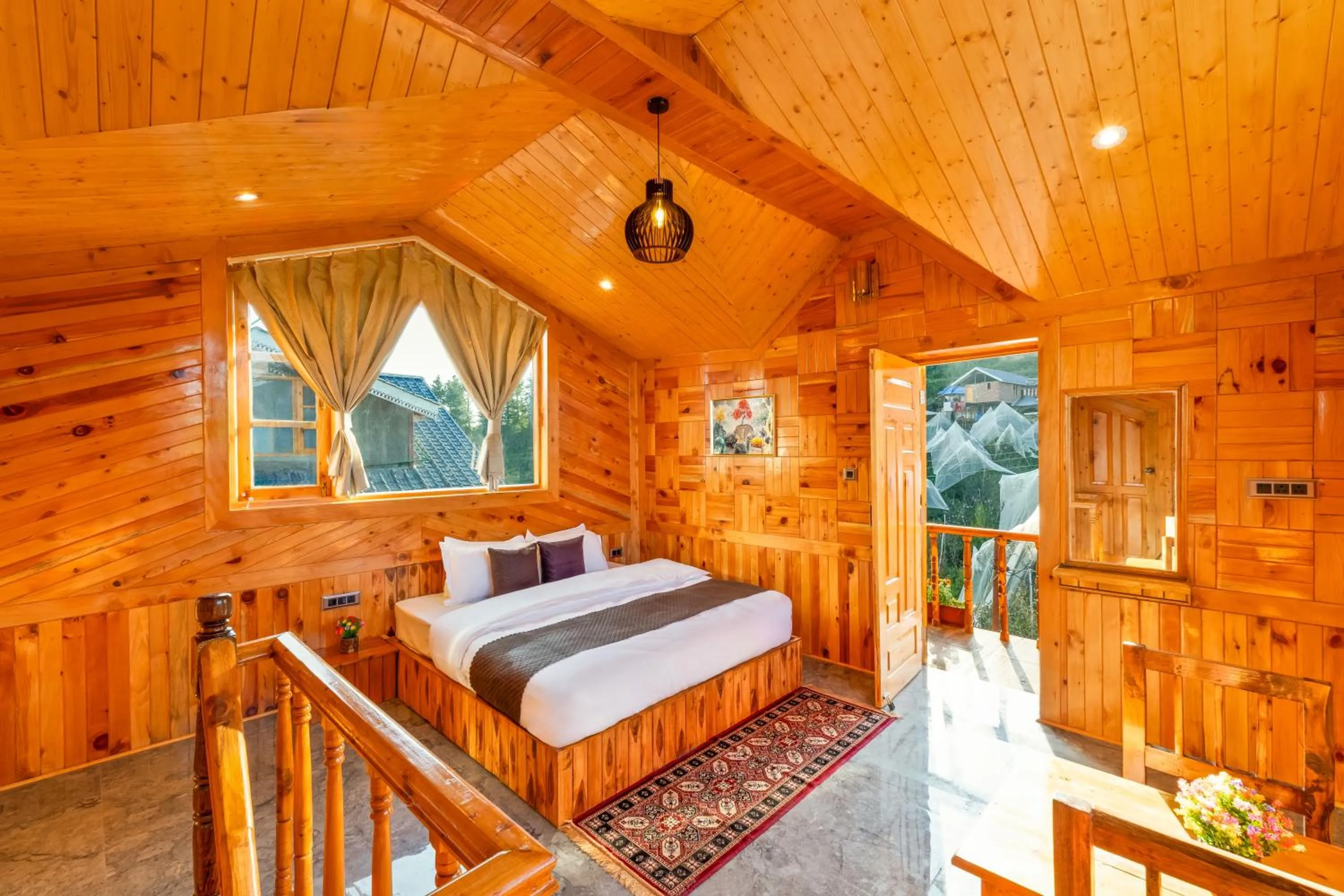 Bedroom, Bed in Kathkuni by Jomotel - A Pure Veg Boutique Stay