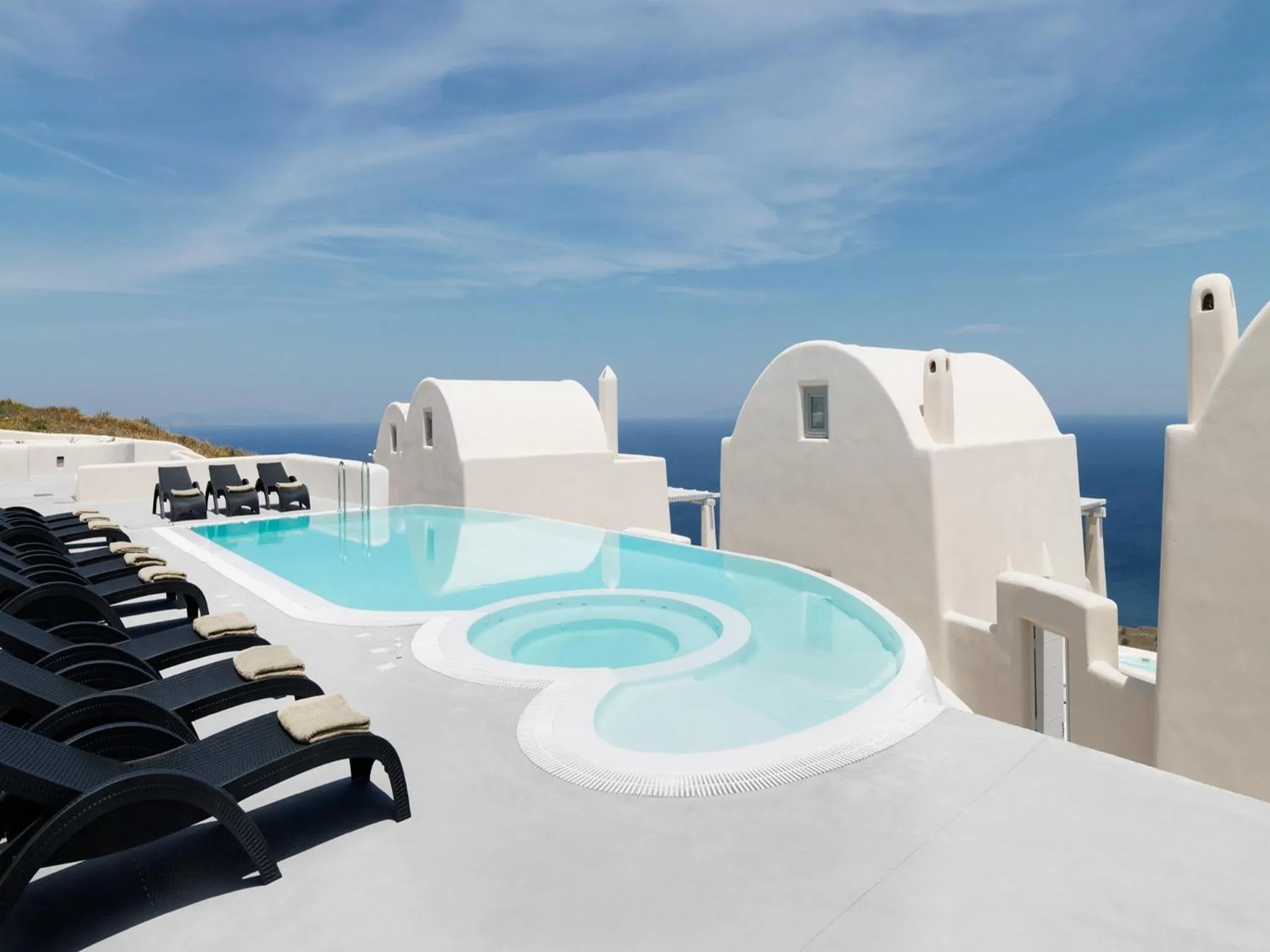 Pool view in Dome Santorini Resort