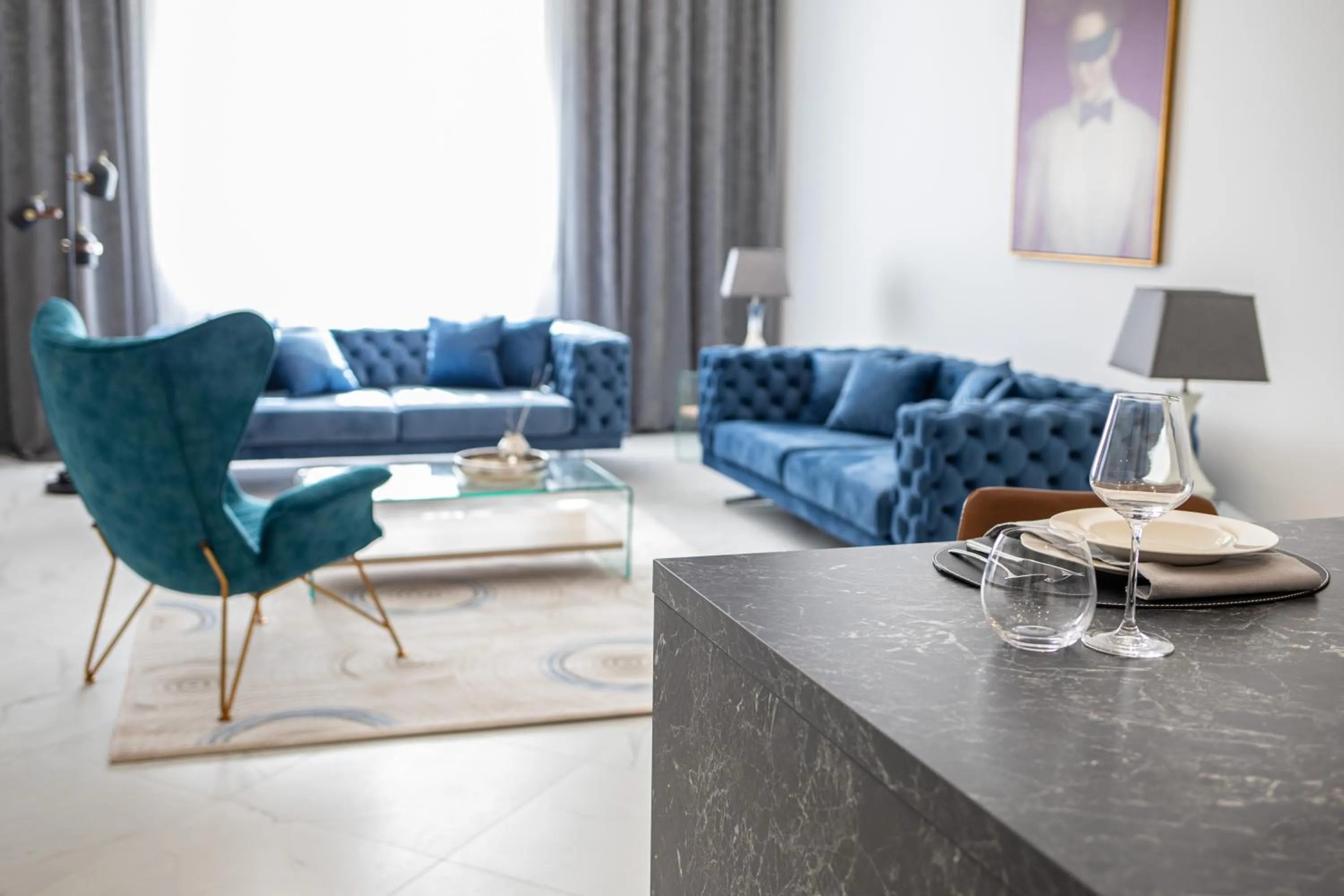 Living room in Kozmo Residences Budapest