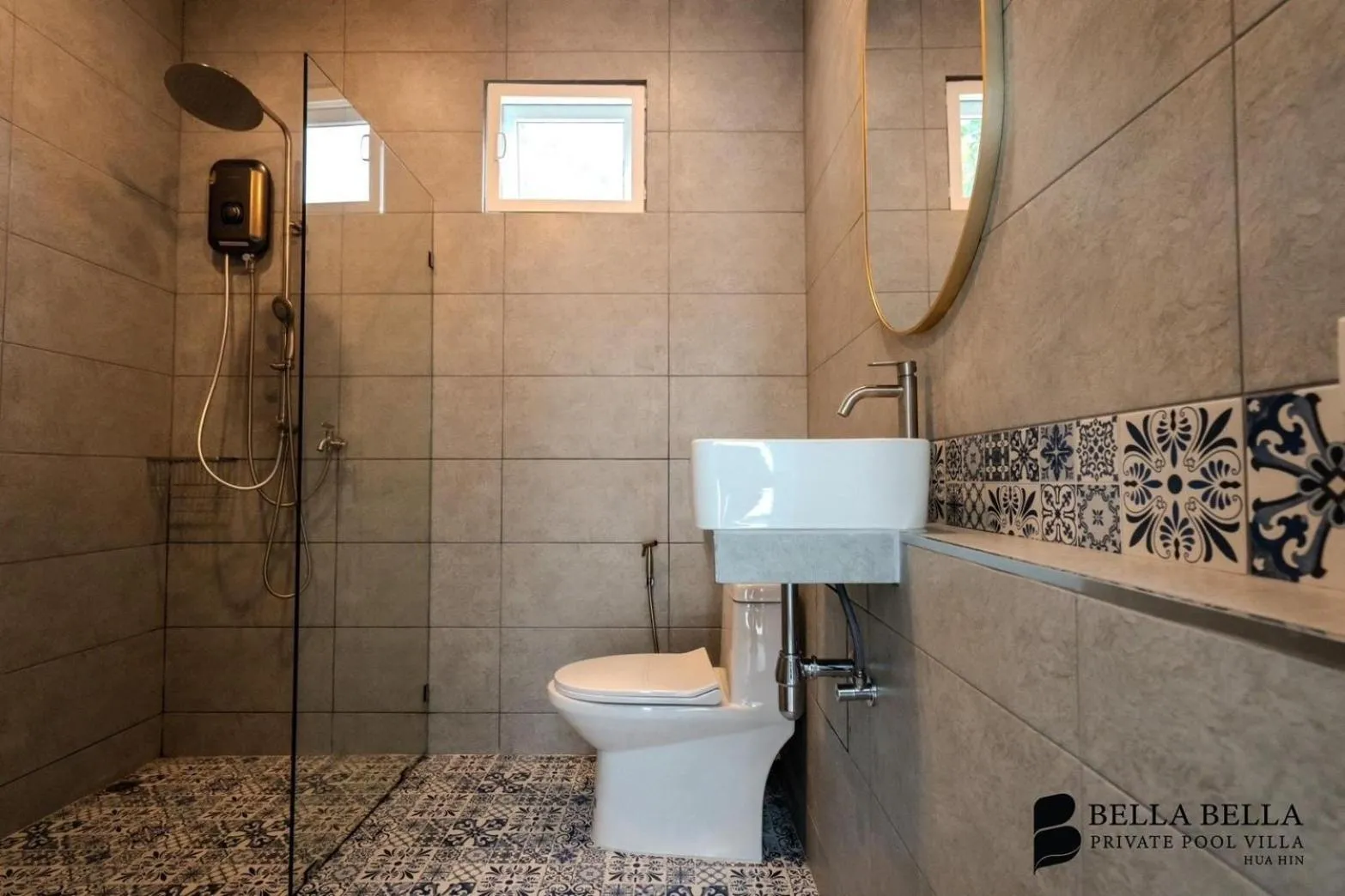 Shower in BellaBella Private Pool Villa Huahin near Beach