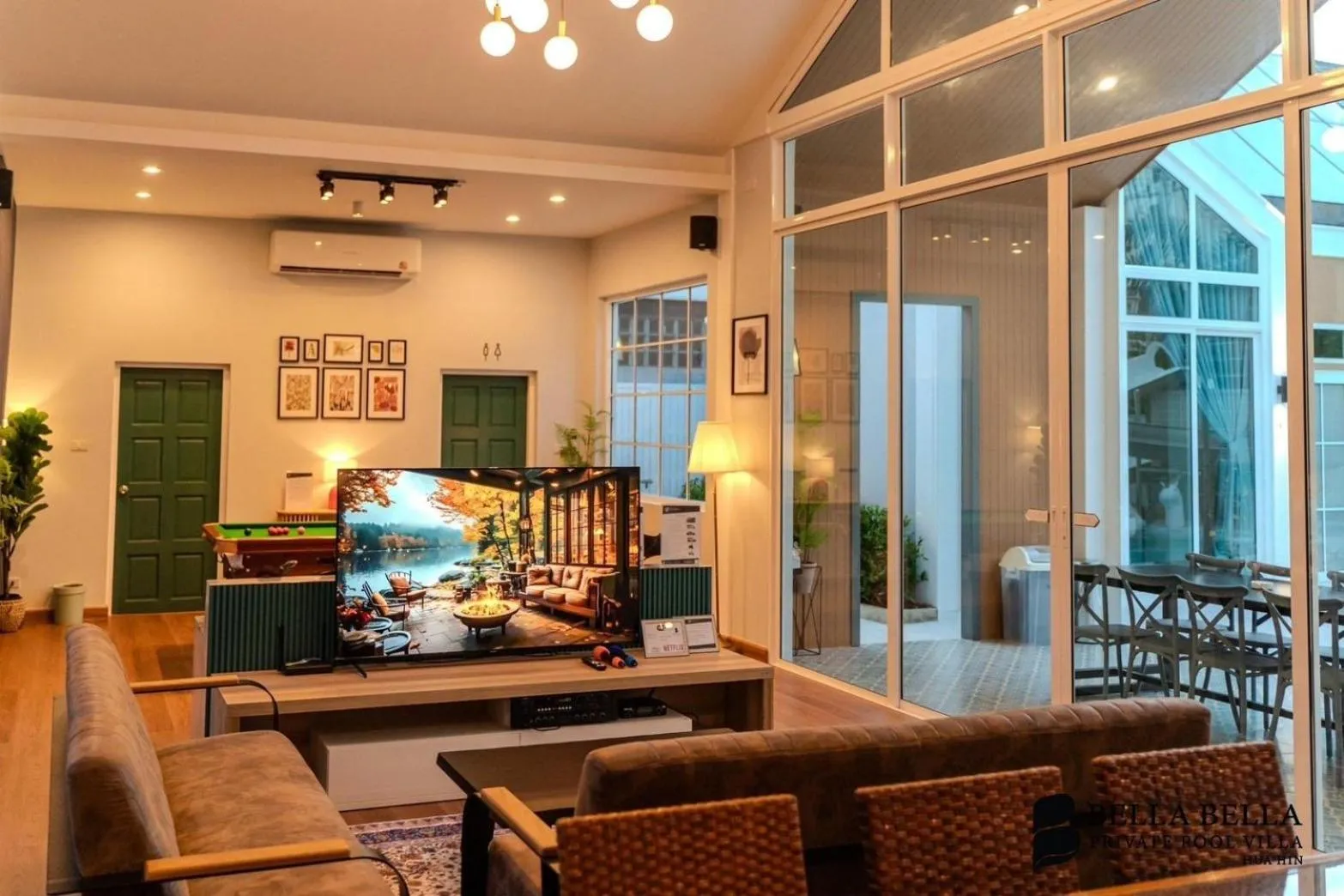 TV and multimedia in BellaBella Private Pool Villa Huahin near Beach