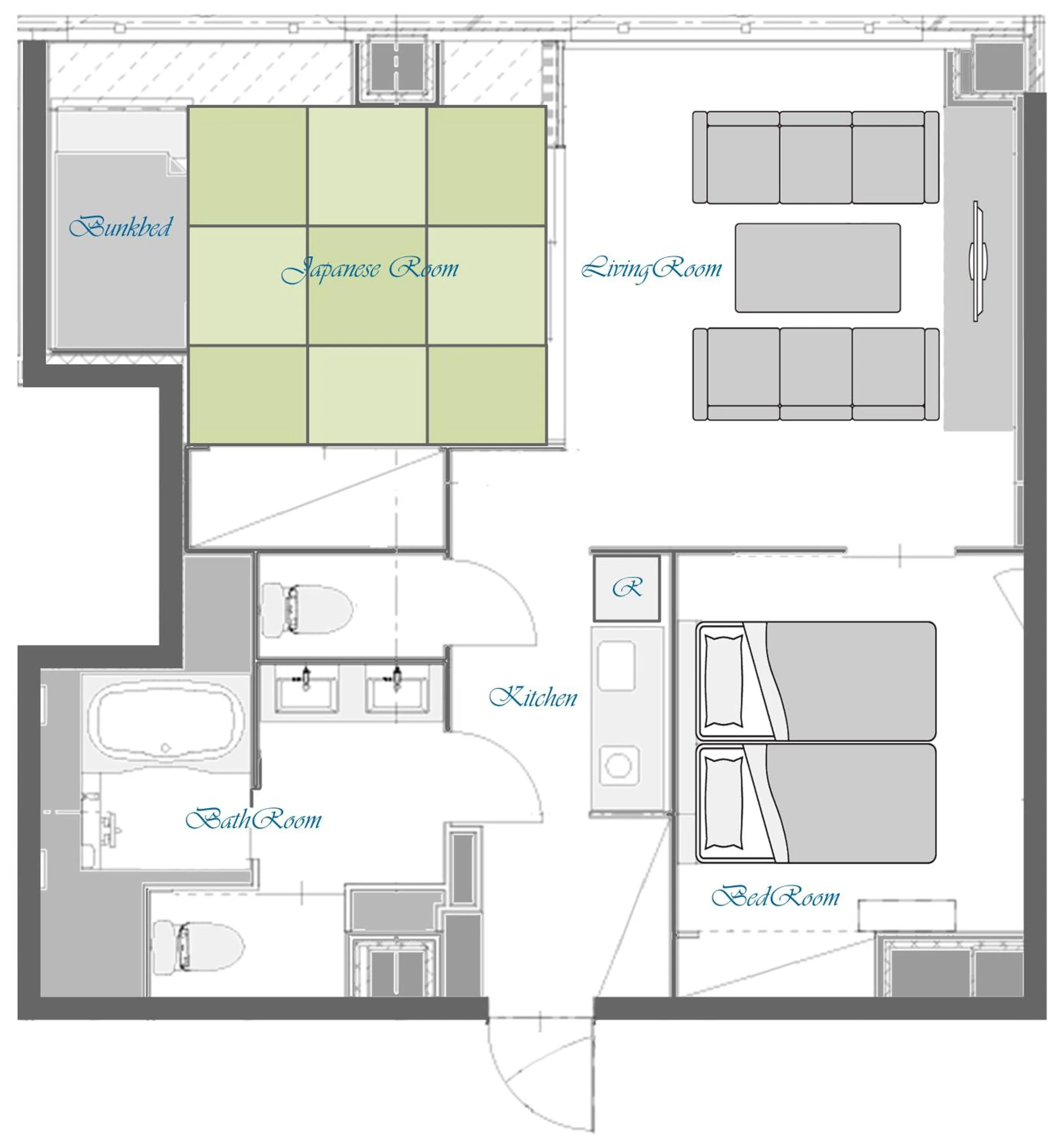 Photo of the whole room in KOKO HOTEL Residence Kyoto Nijo Castle
