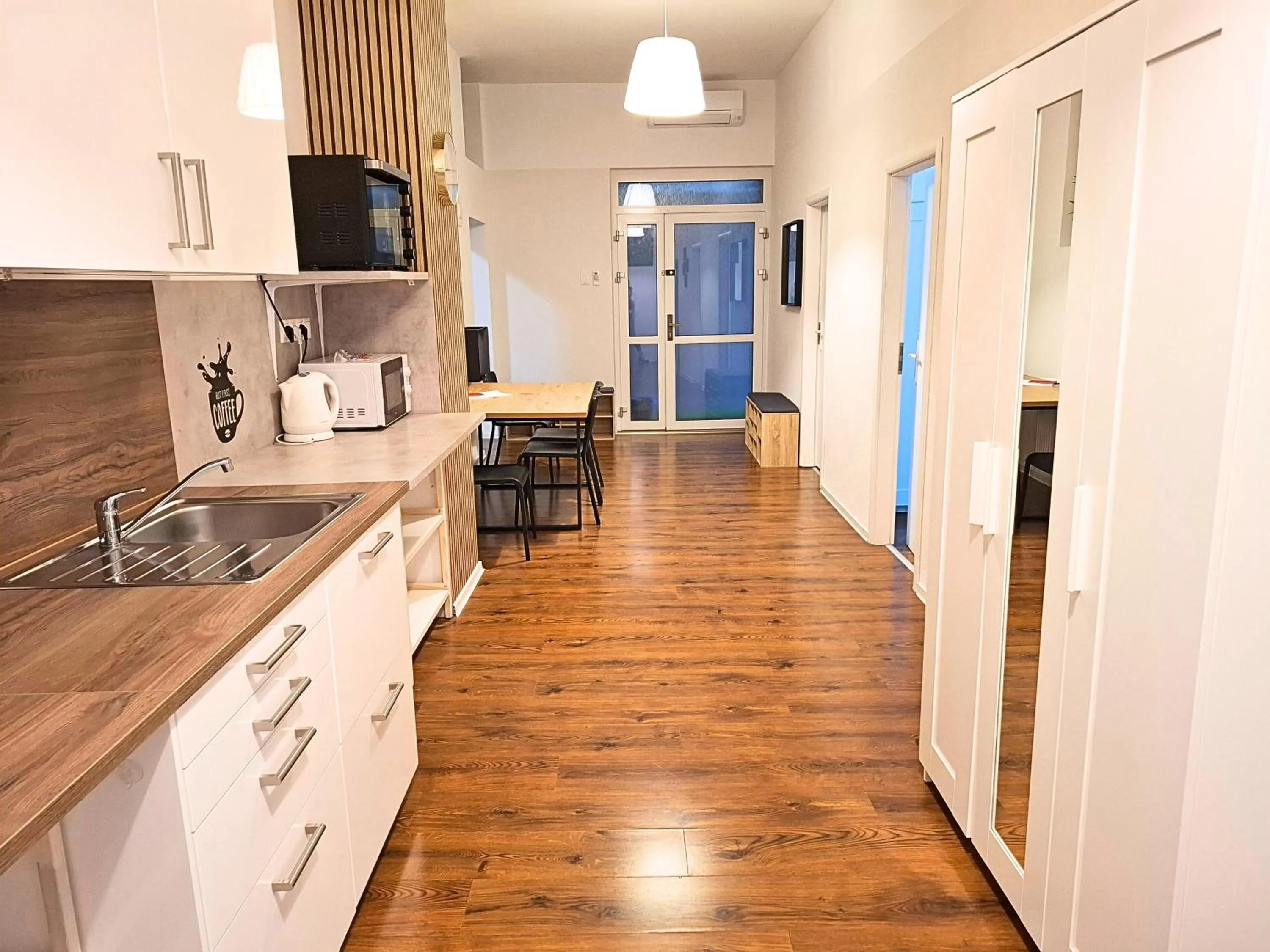 Kitchen or kitchenette in Dimael Hostel & Apartments
