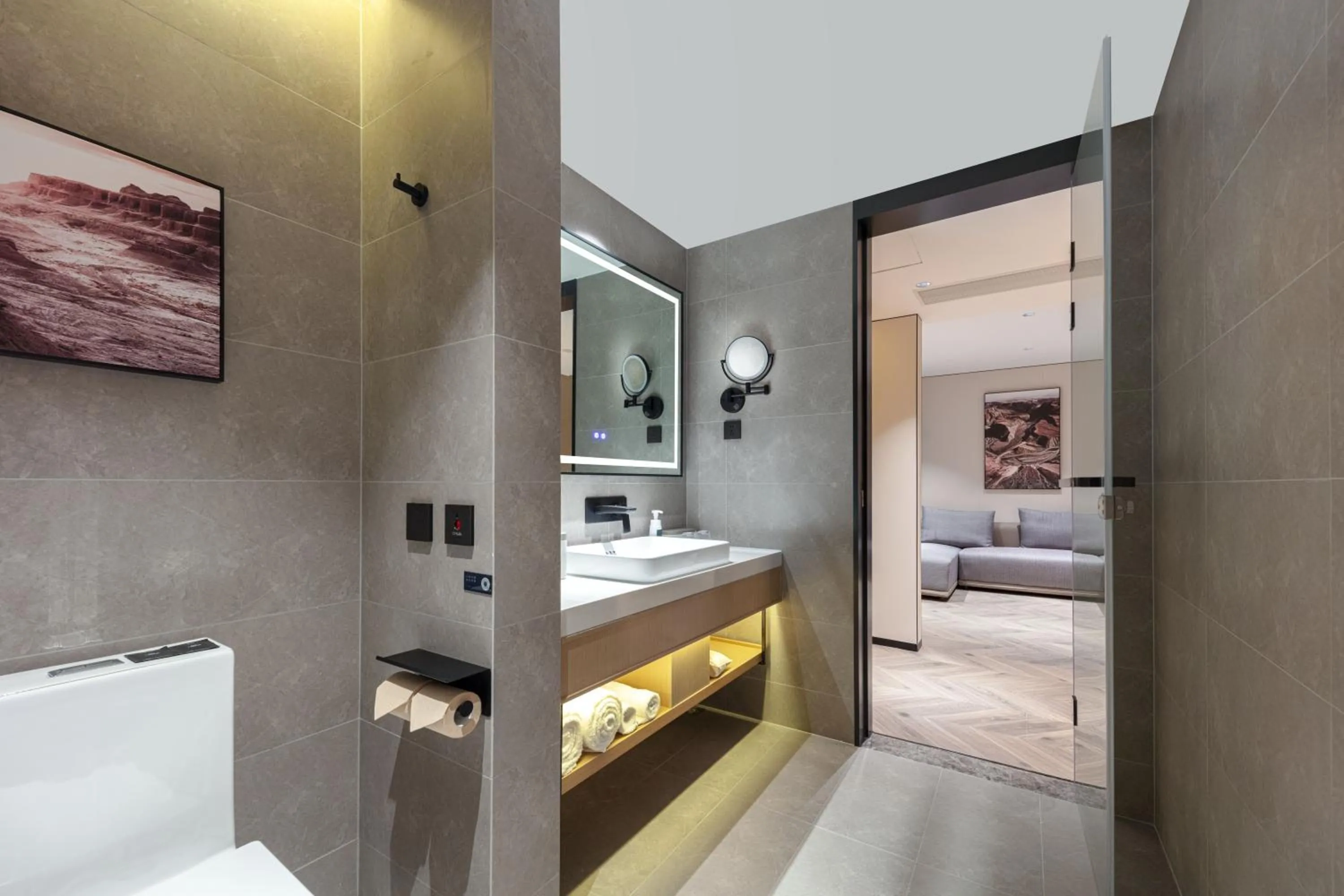 Bathroom, Bed in Atour X Hotel Chengdu Jinhua Wanda Zhonggang Plaza