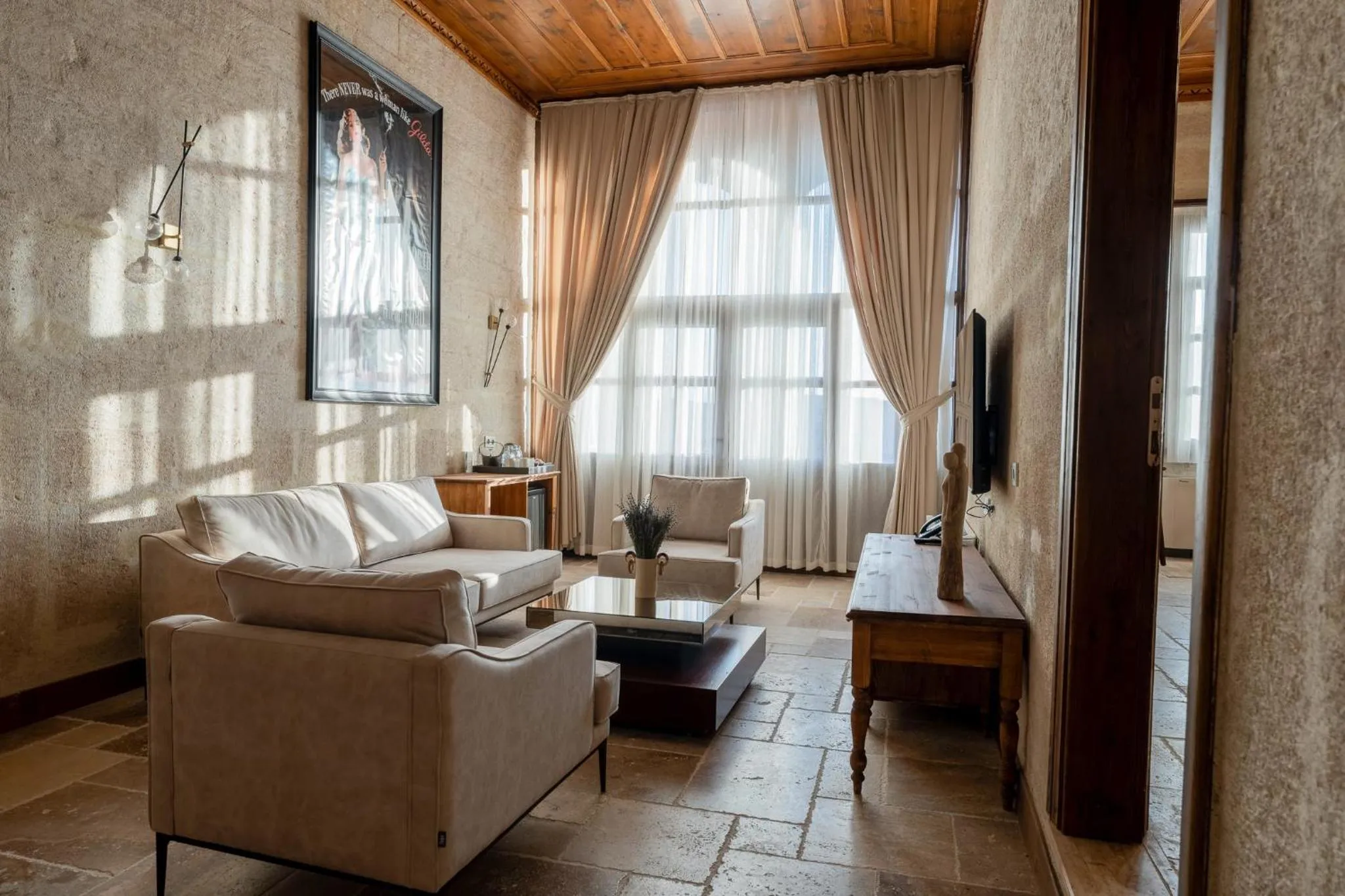 Seating area in Asmalı Konak Cave Suites