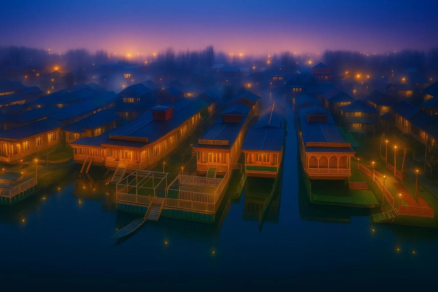 Night in The Heritage Group Of Houseboats