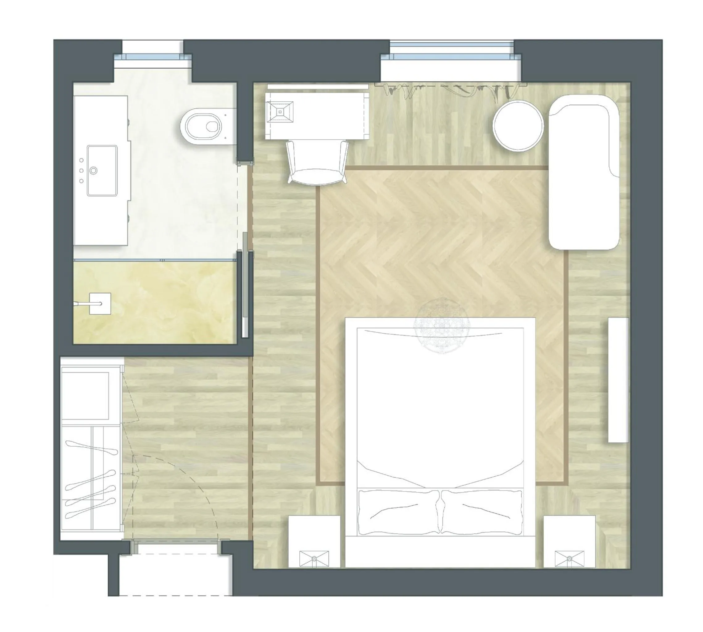 Floor plan in Duomo Rooms