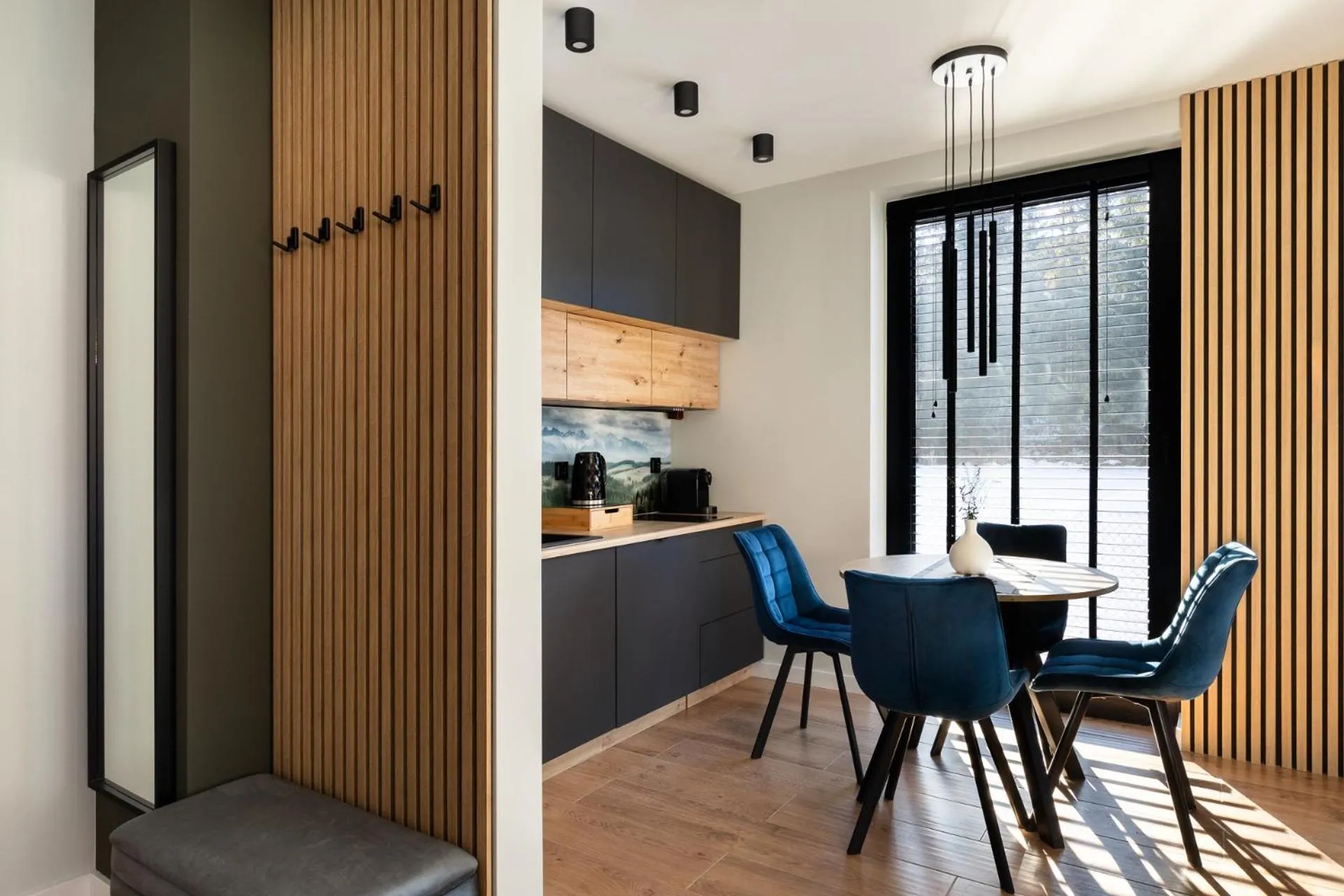 Kitchen or kitchenette in Cyrhla Apartamenty - sauna, playroom, free parking & wifi