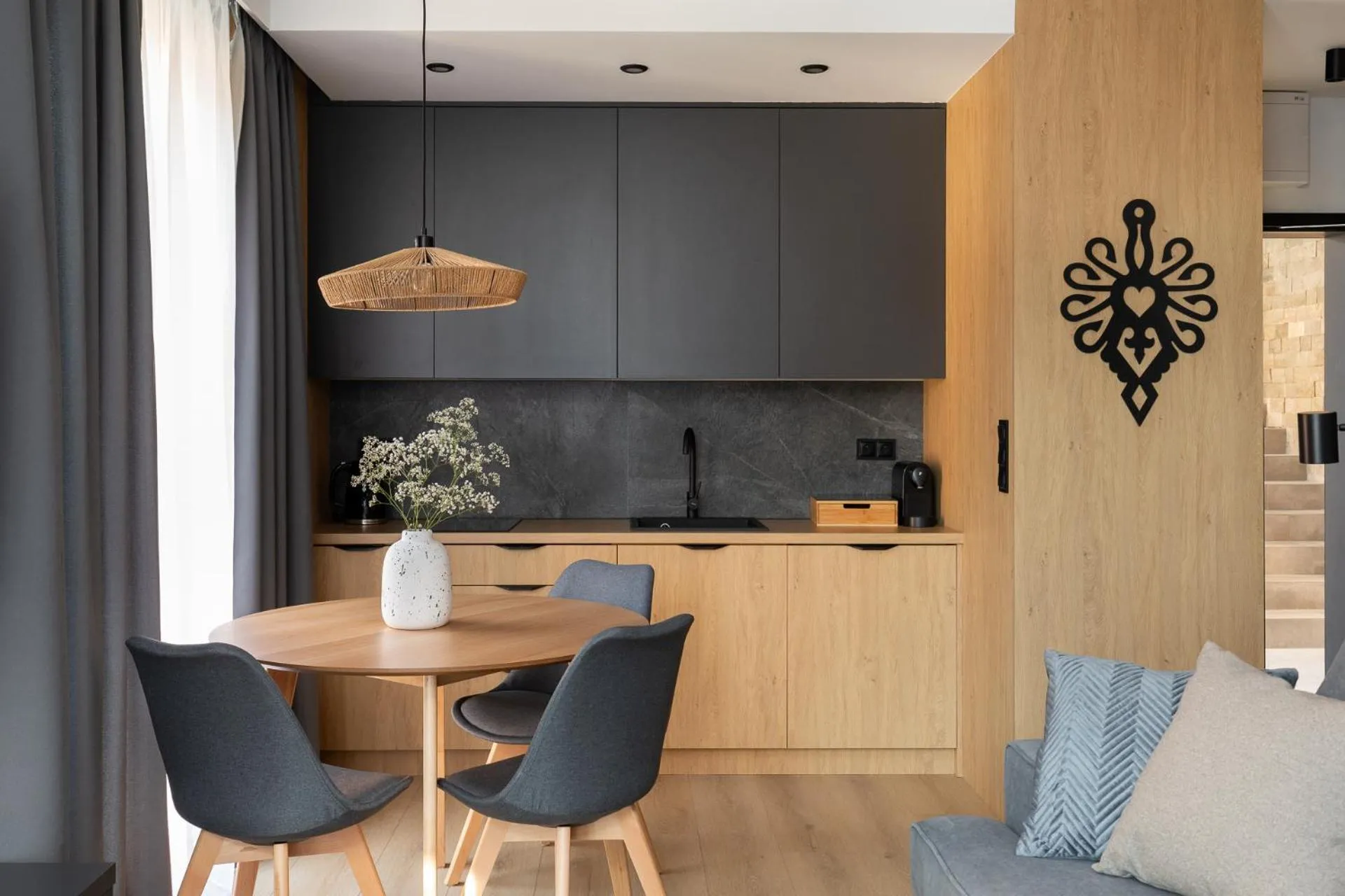 Kitchen or kitchenette in Cyrhla Apartamenty - sauna, playroom, free parking & wifi