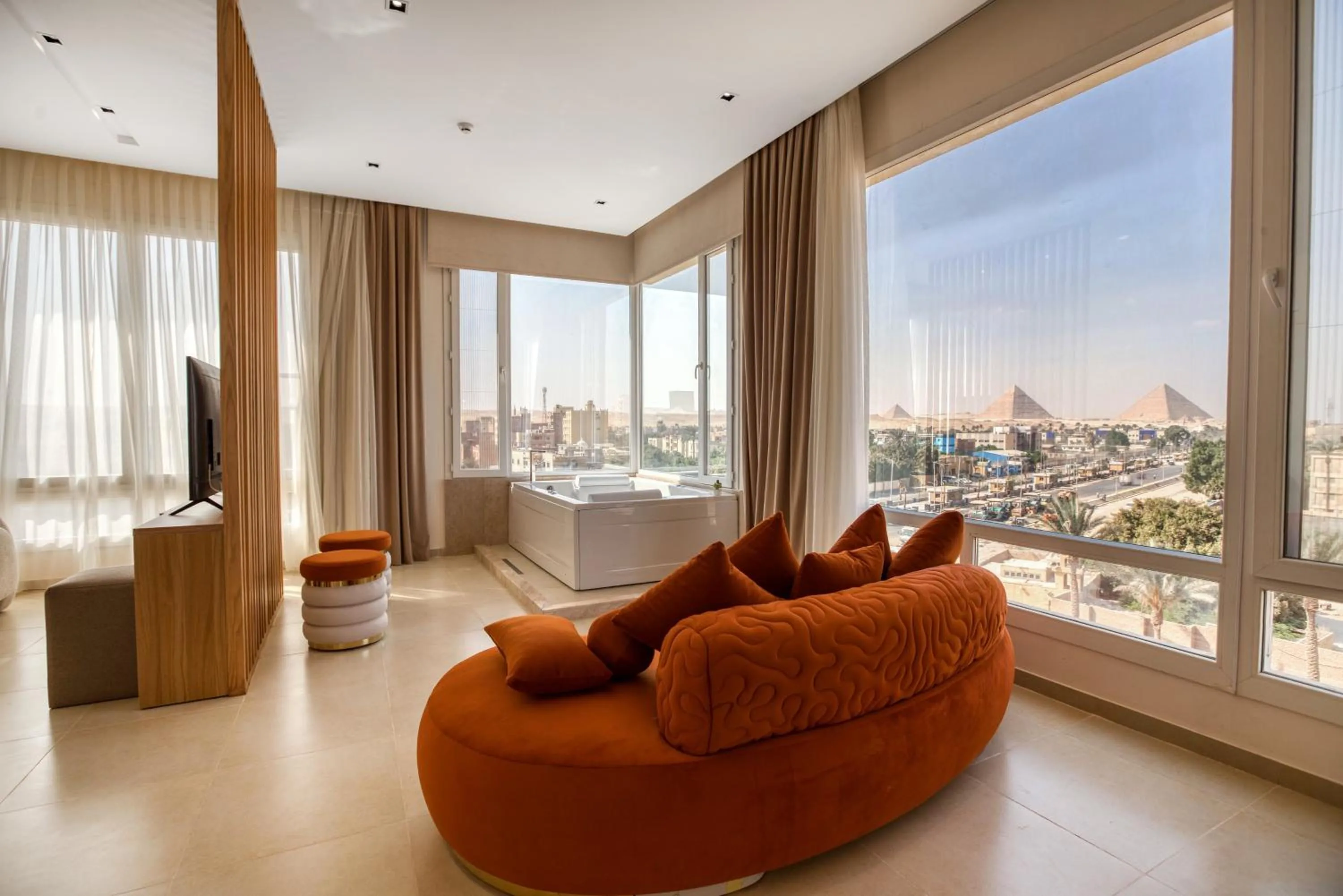 Seating area in Mazar Pyramids Hotel
