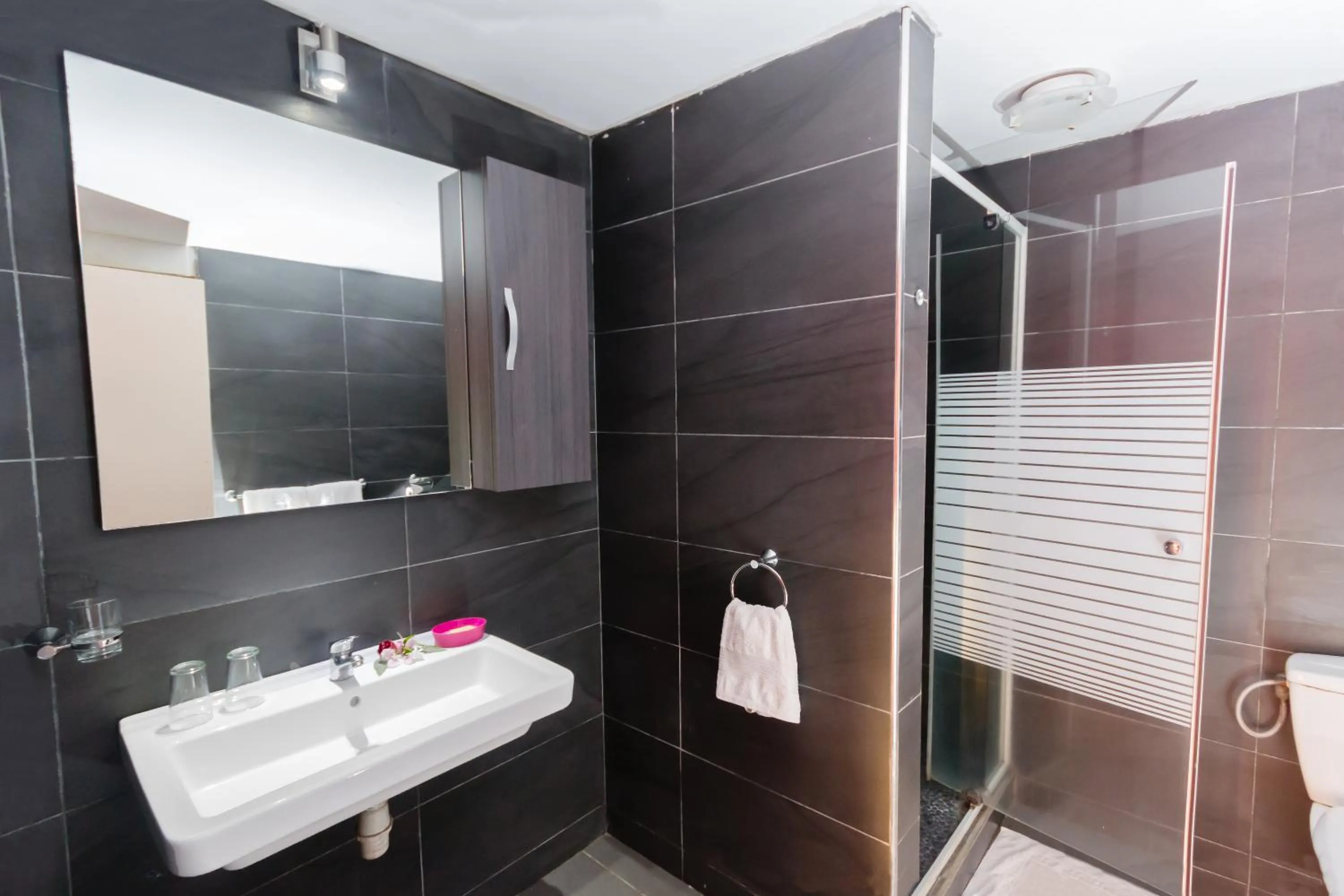Shower in Hôtel Villa Les Orchidées