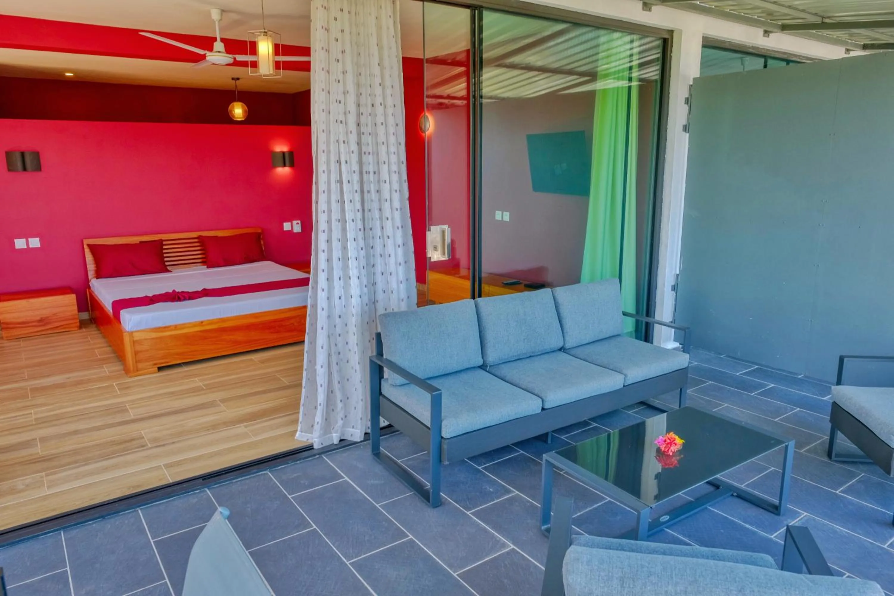 Balcony/Terrace, Bed in Hôtel Villa Les Orchidées