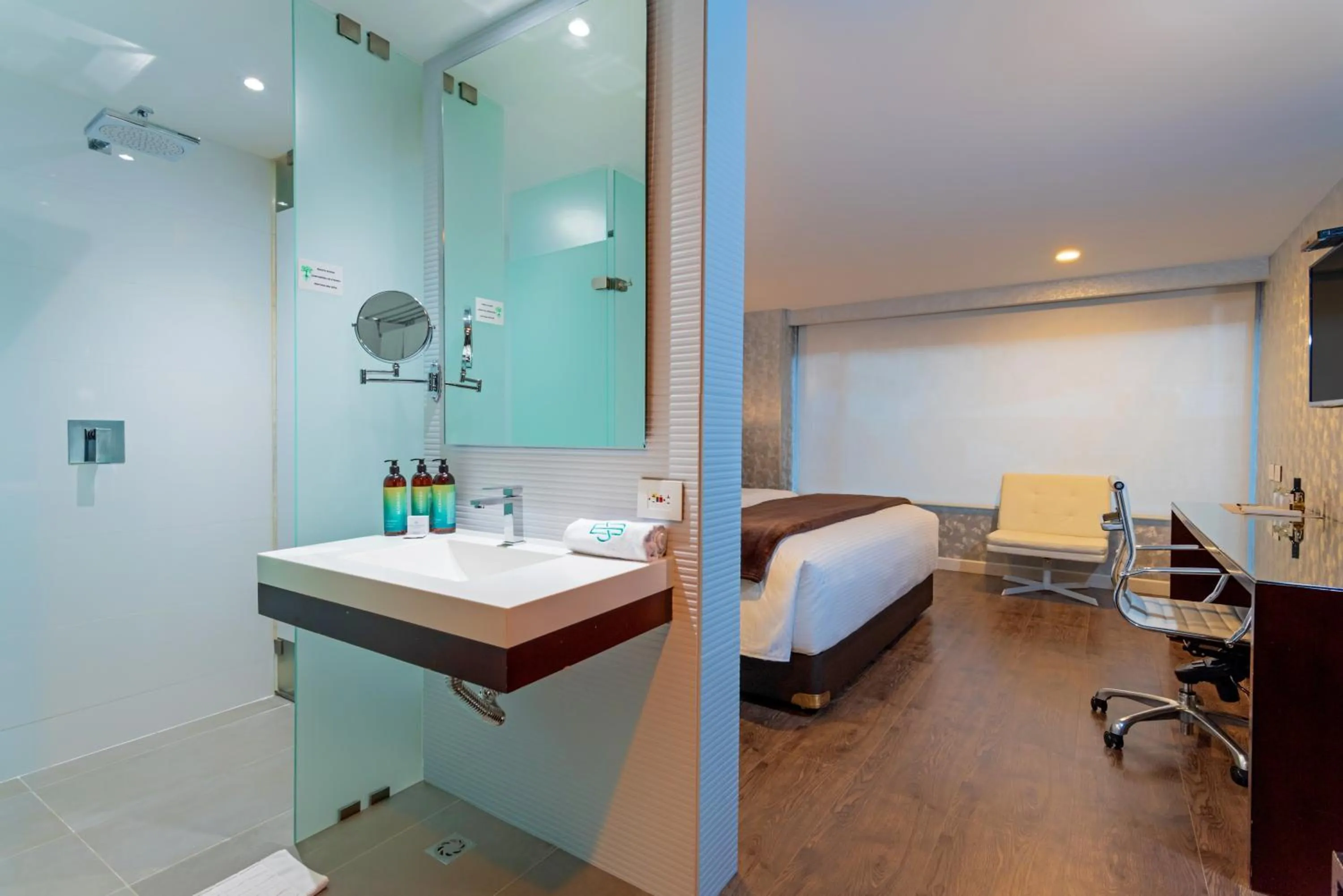 Bathroom, Bed in Hotel Santa Barbara Boutique