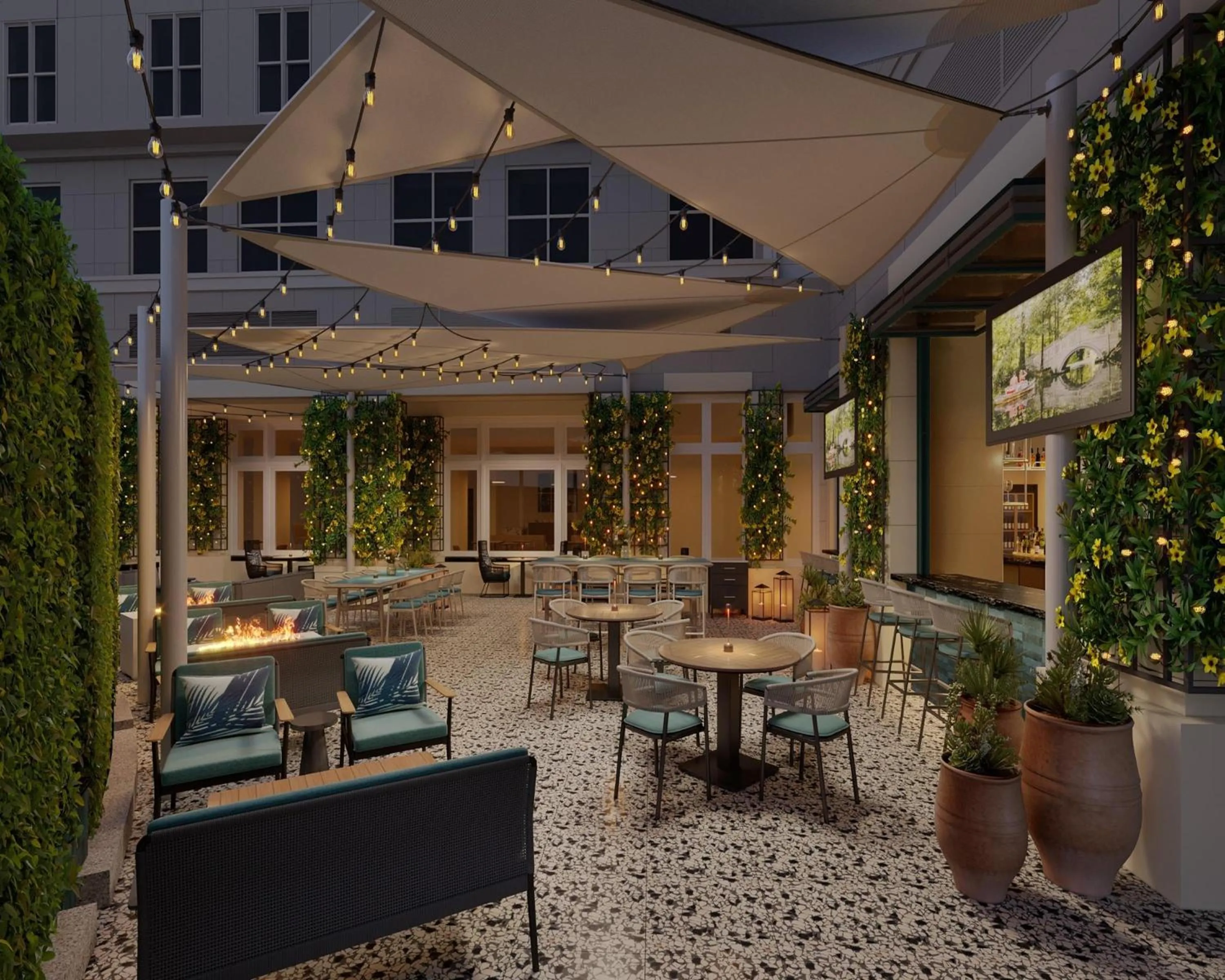 Patio in The Lowline Hotel, part of JdV by Hyatt