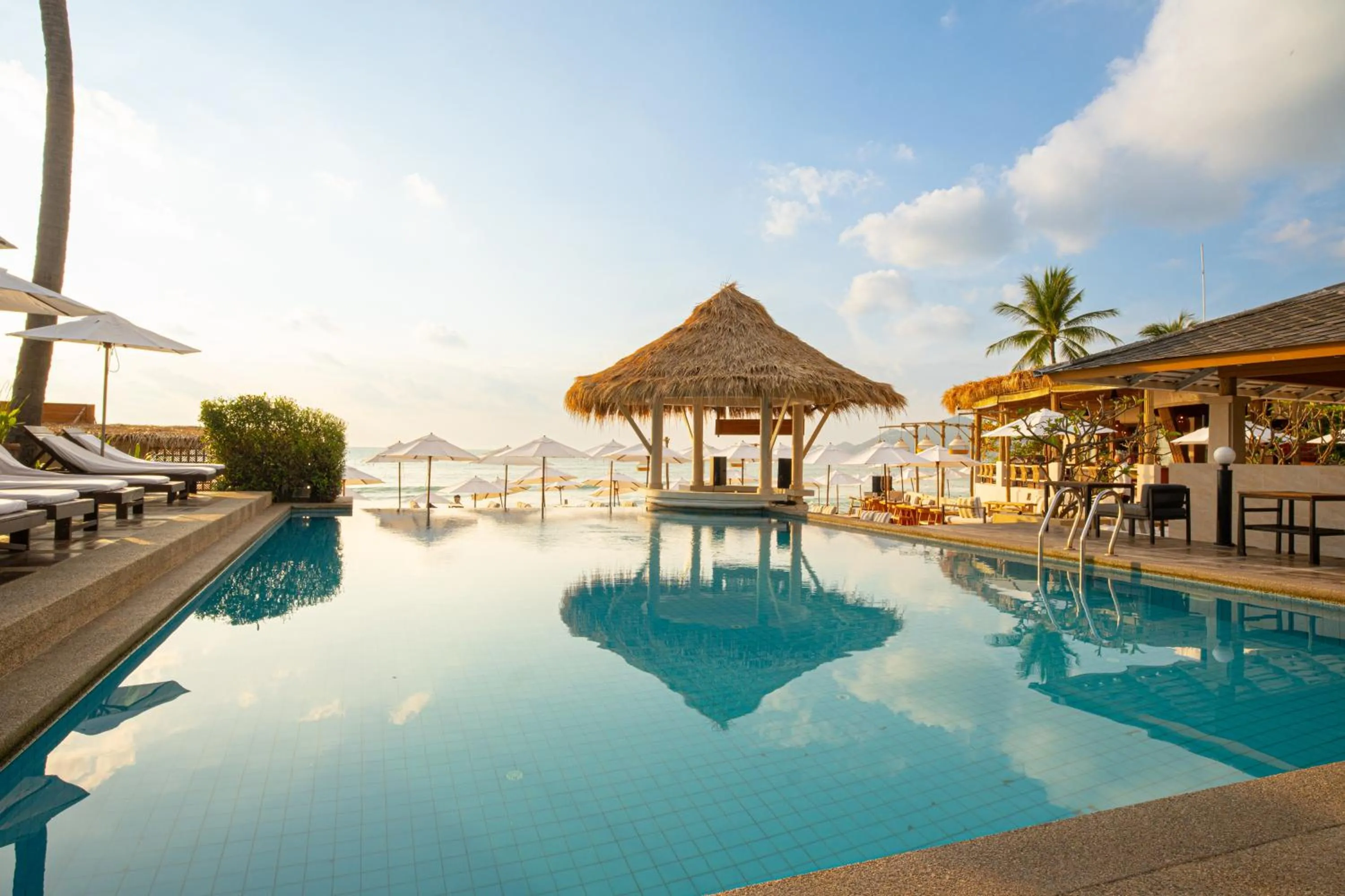 Pool view in The Beachfront Hostel