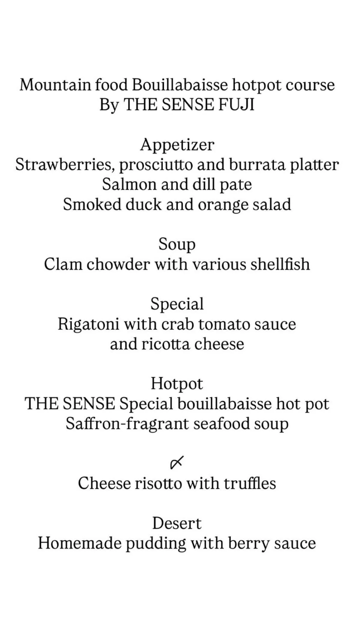 Dinner in The SENSE FUJI