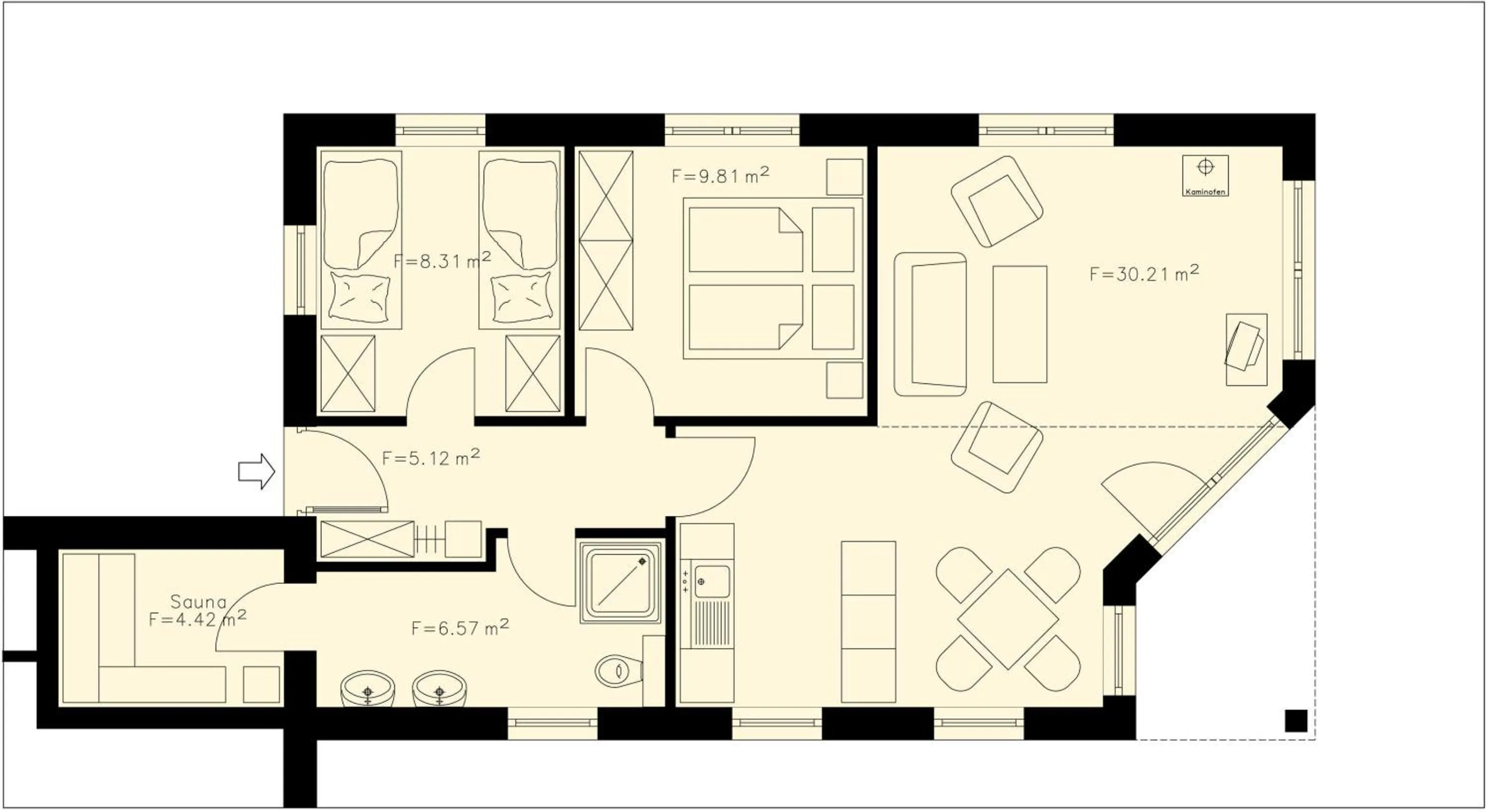 Floor plan in Strandhus Sellin - Apt. 02