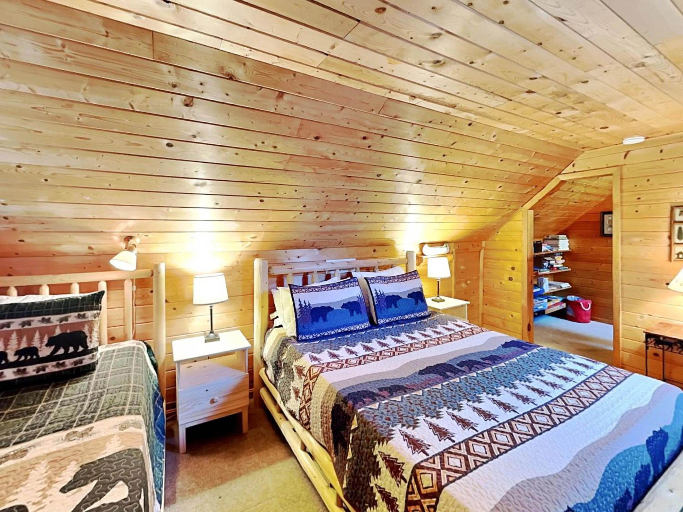 Bed in Cozy Cabin