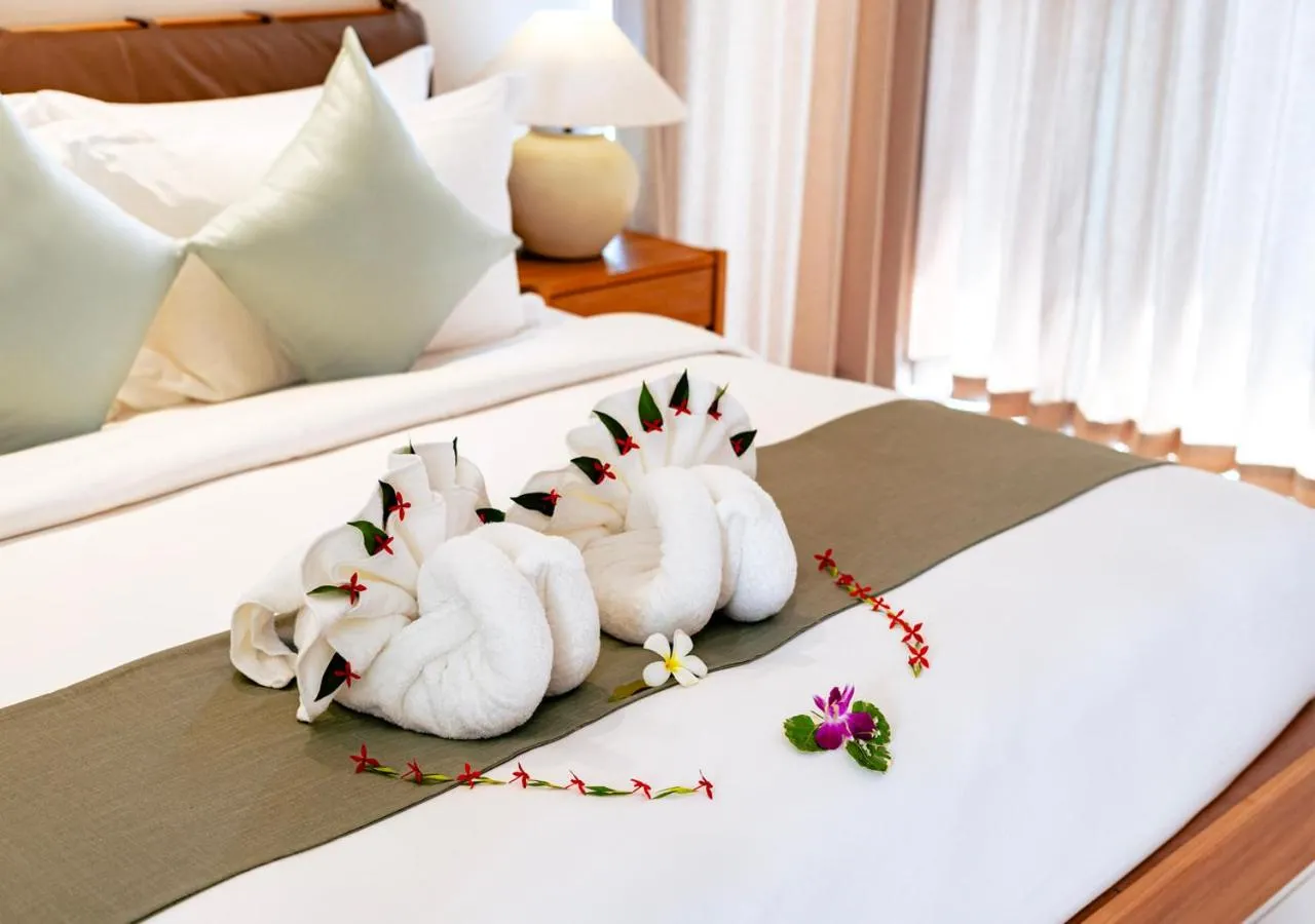 Bed in Anzhu Seamate Villa Samui